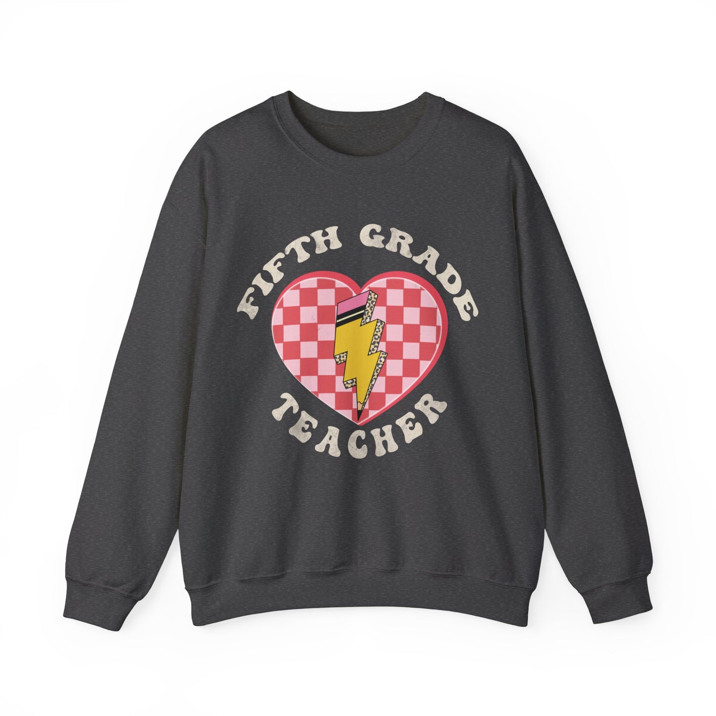 Fifth Grade Teacher Valentine's Sweatshirt Teacher Sweatshirt Retro 5th Grade Back to school, Teacher Appreciation Checkered Teacher, S1243