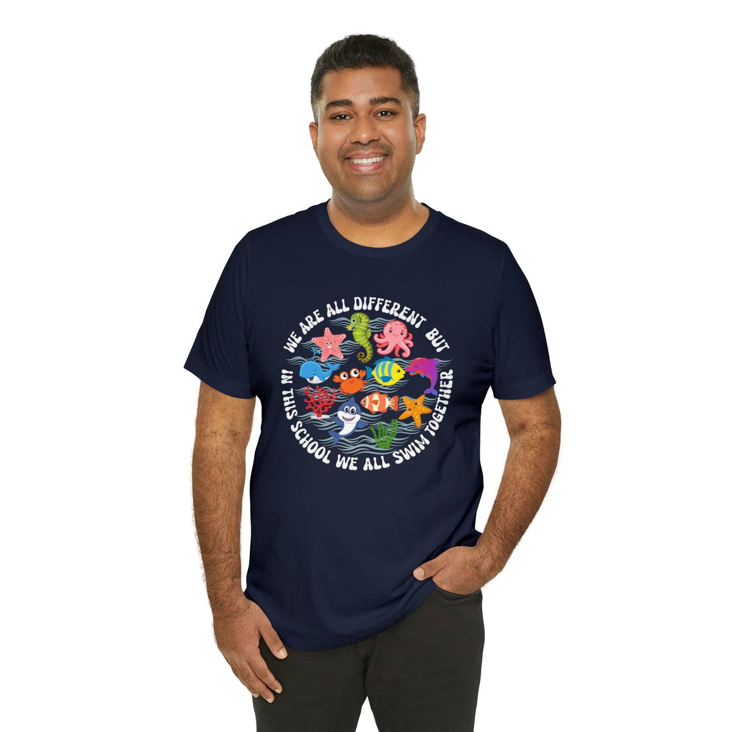We Are Different But In This School We All Swim Together Shirt, Preschool Teacher Shirt, Daycare Provider Shirt, Motherhood Shirt, T382