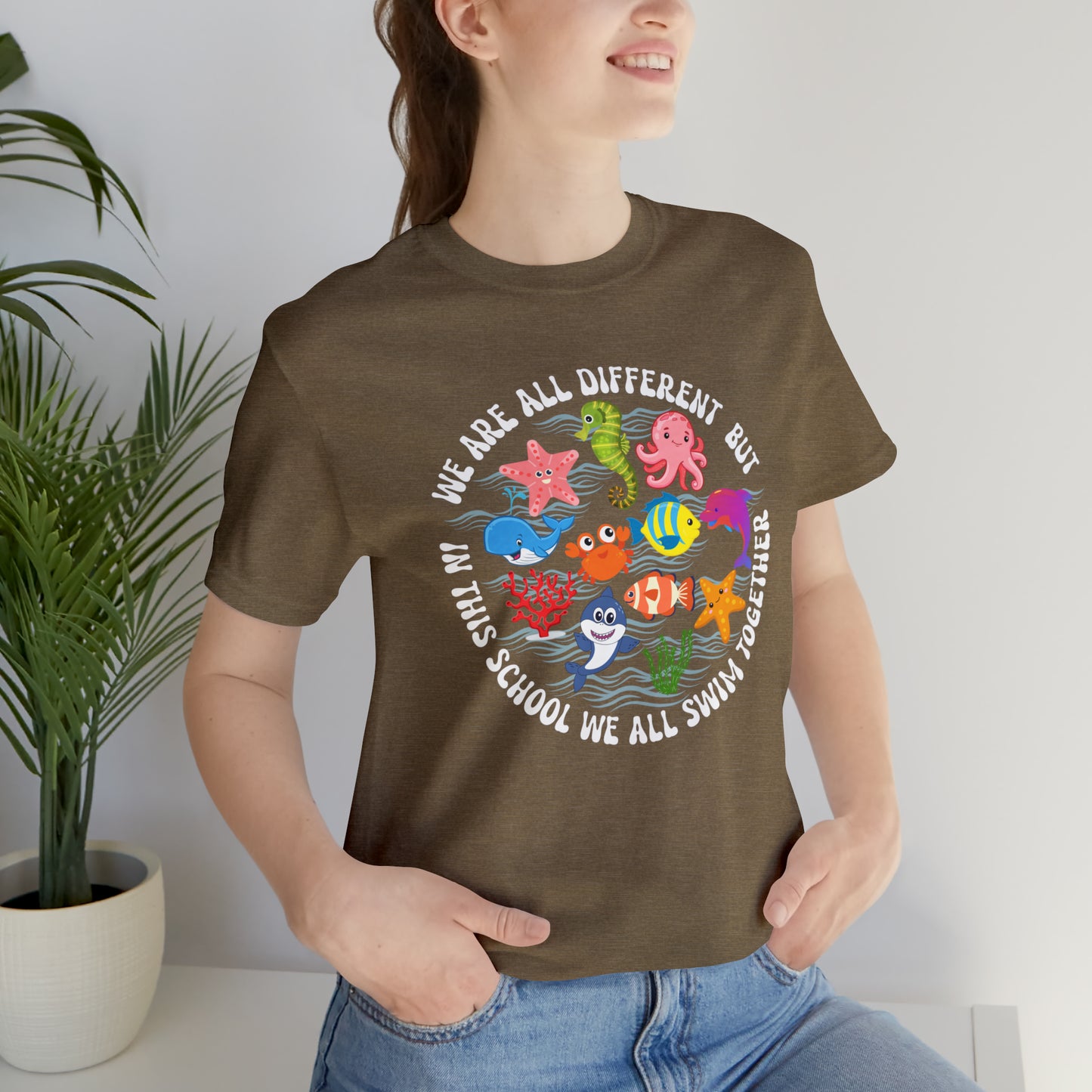 We Are Different But In This School We All Swim Together Shirt, Preschool Teacher Shirt, Daycare Provider Shirt, Motherhood Shirt, T382