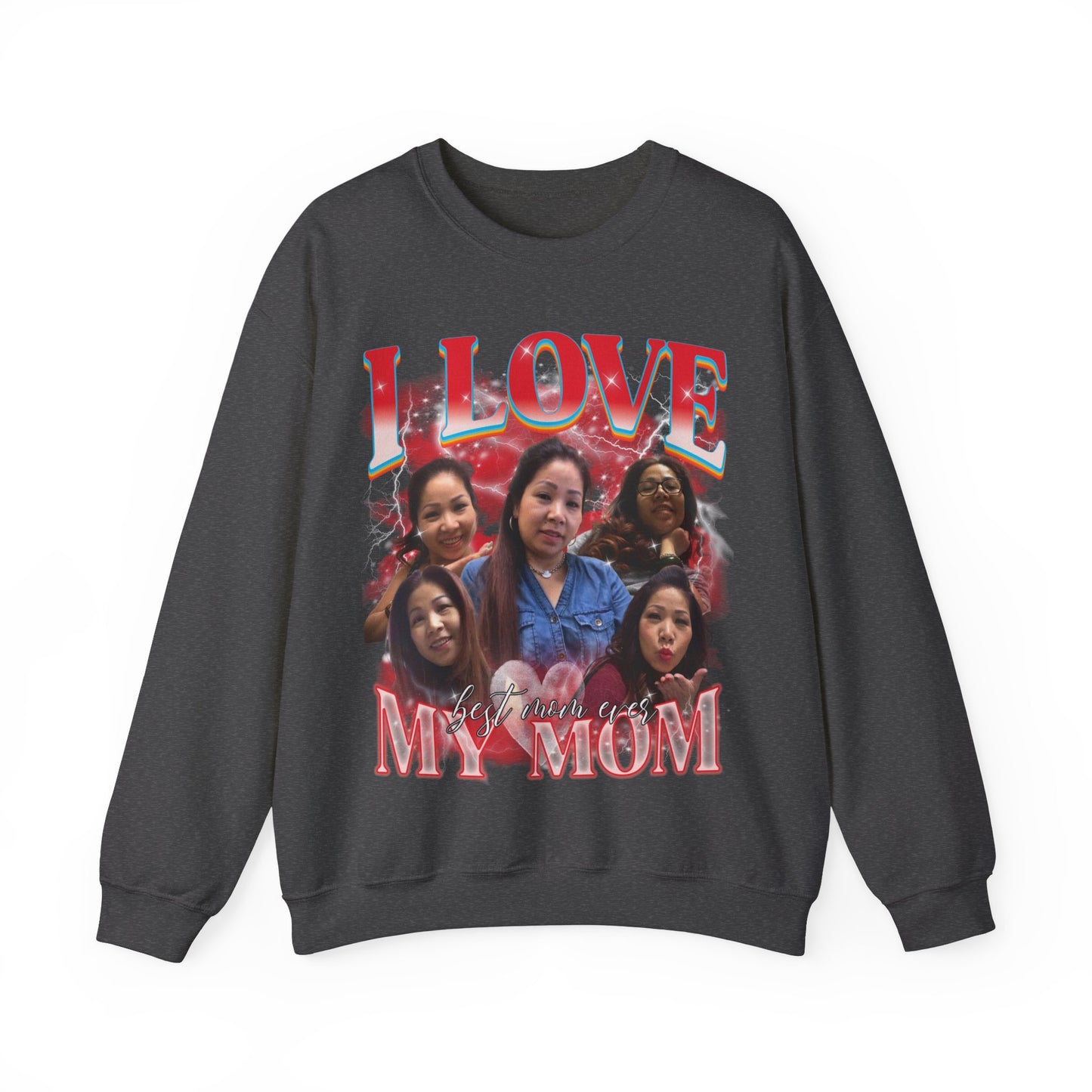 Custom Bootleg Rap Tee, Custom Photo - Vintage Graphic 90s Sweatshirt, I Love My Mom Sweatshirt, Best Mom Ever Shirt for mother's day, S1478
