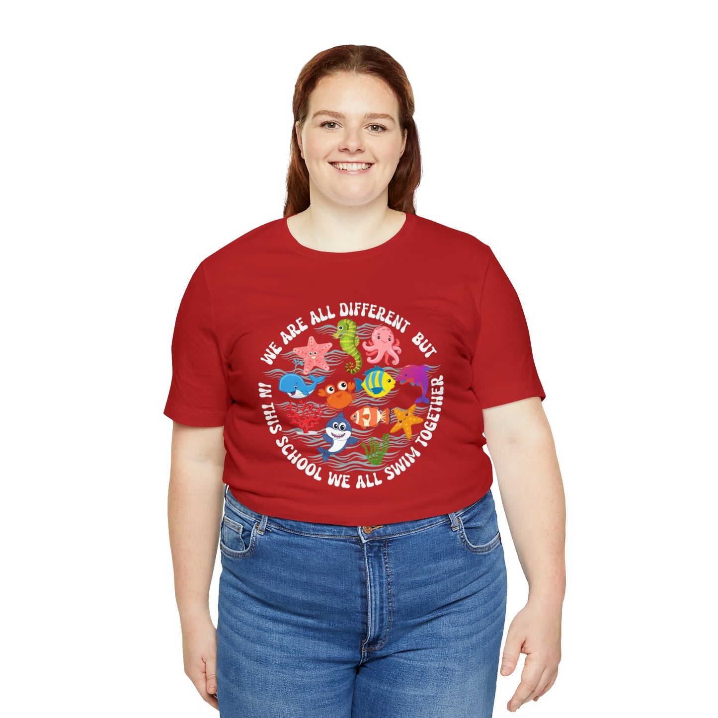 We Are Different But In This School We All Swim Together Shirt, Preschool Teacher Shirt, Daycare Provider Shirt, Motherhood Shirt, T382