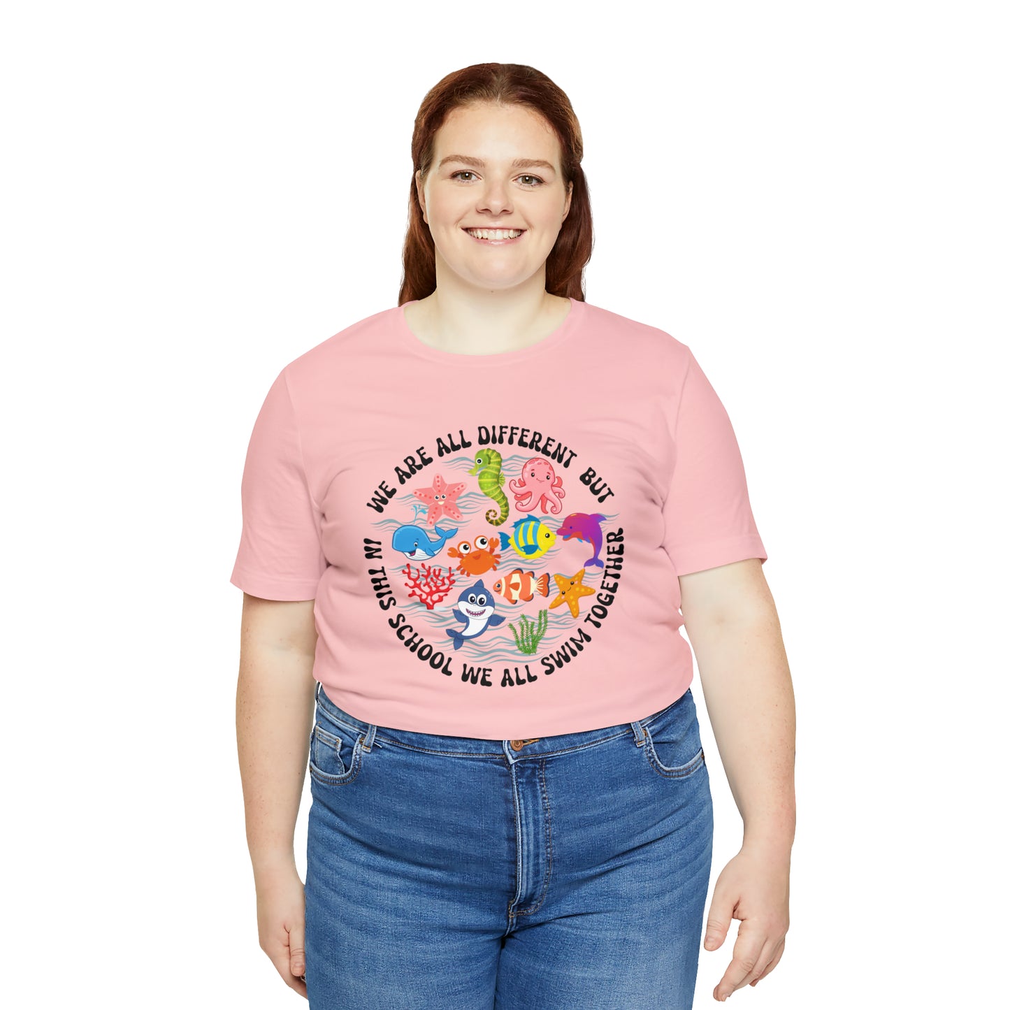 We Are Different But In This School We All Swim Together Shirt, Preschool Teacher Shirt, Daycare Provider Shirt, Motherhood Shirt, T382