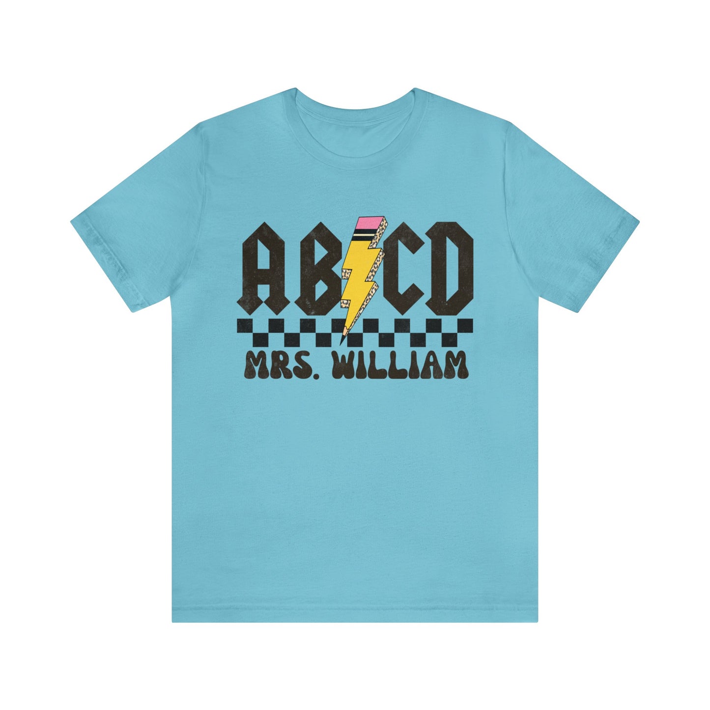 Custom Retro ABCD Teacher Name Shirts For Back to School, Teacher Appreciation Gift Customized Name Teacher TShirt Cute Trendy, T1219