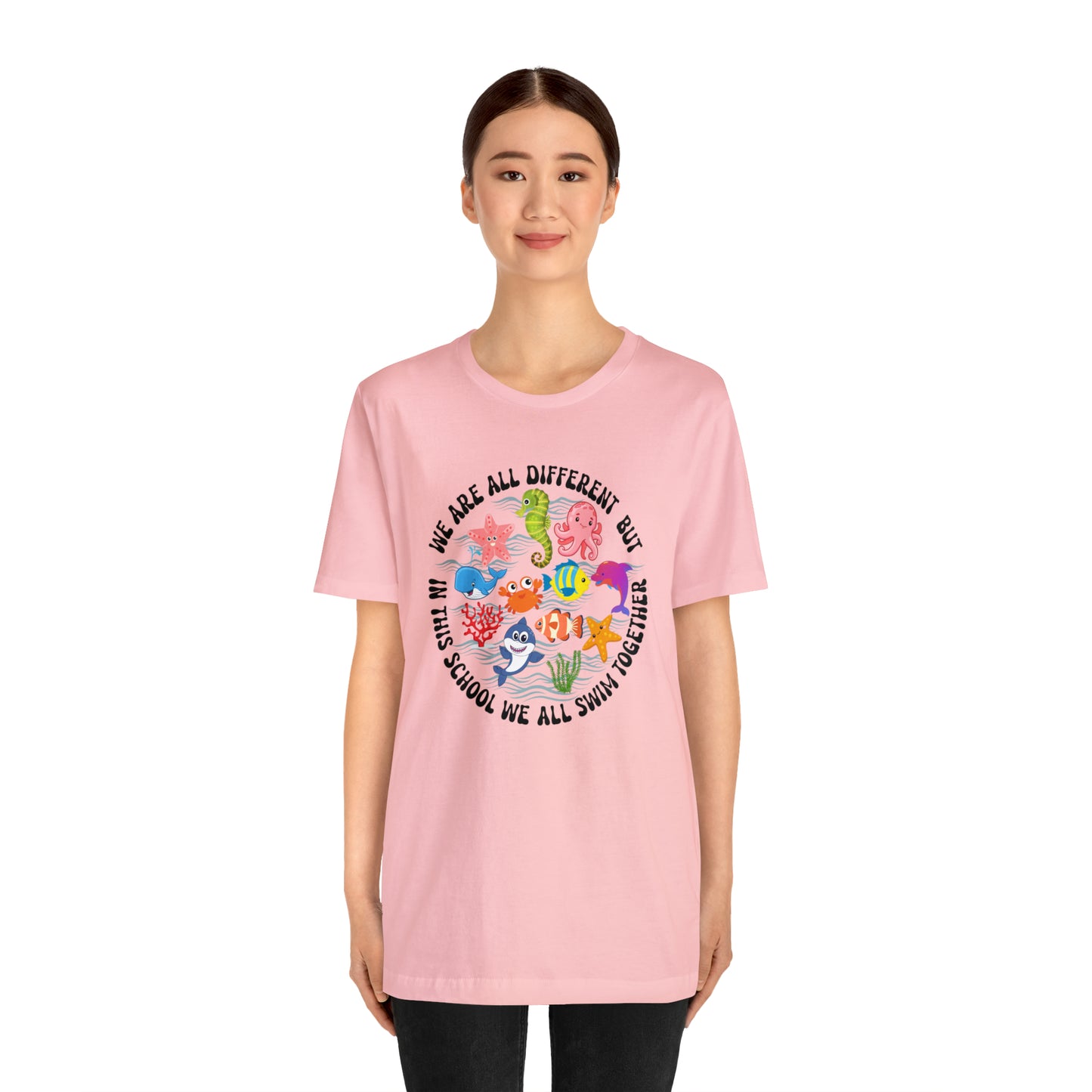We Are Different But In This School We All Swim Together Shirt, Preschool Teacher Shirt, Daycare Provider Shirt, Motherhood Shirt, T382