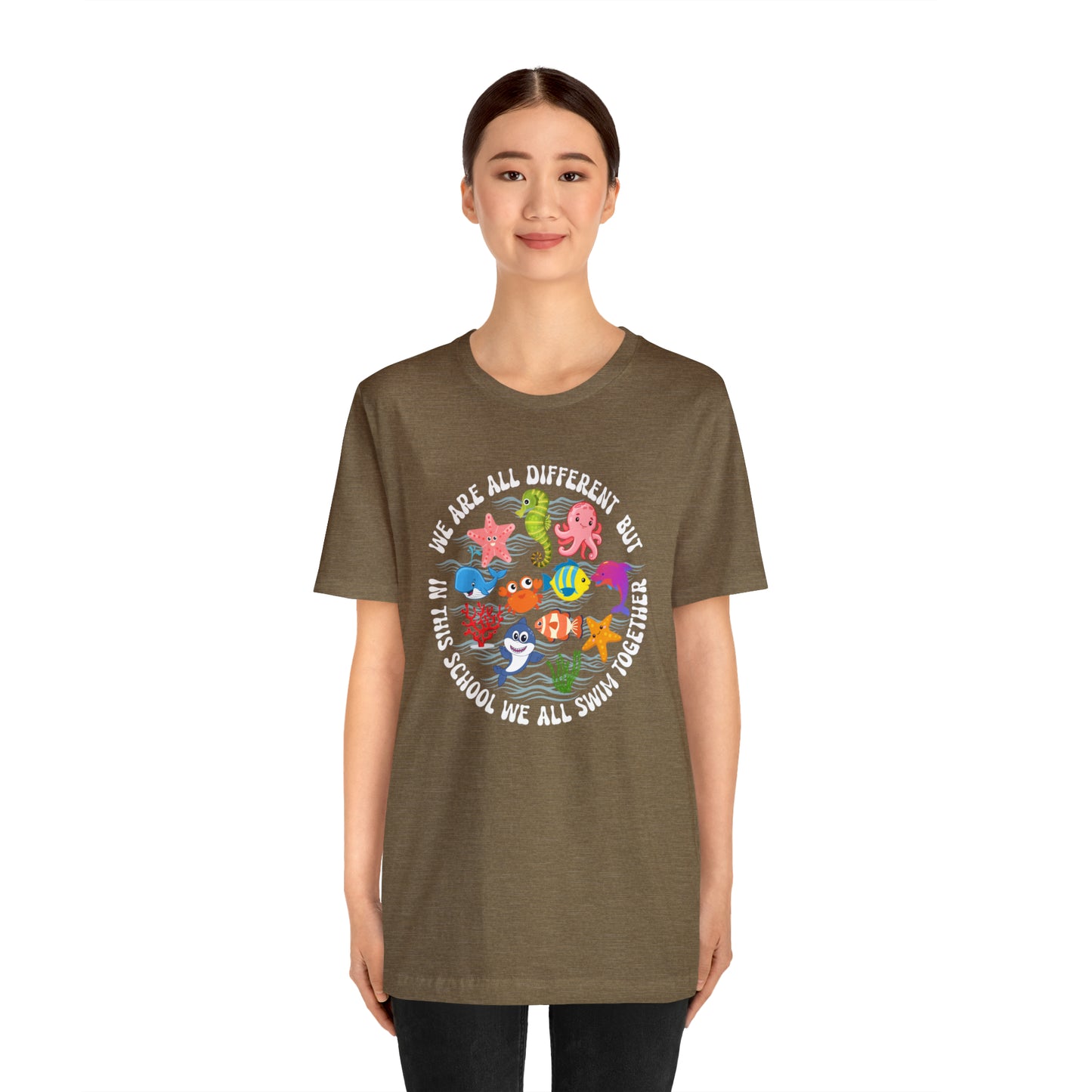 We Are Different But In This School We All Swim Together Shirt, Preschool Teacher Shirt, Daycare Provider Shirt, Motherhood Shirt, T382