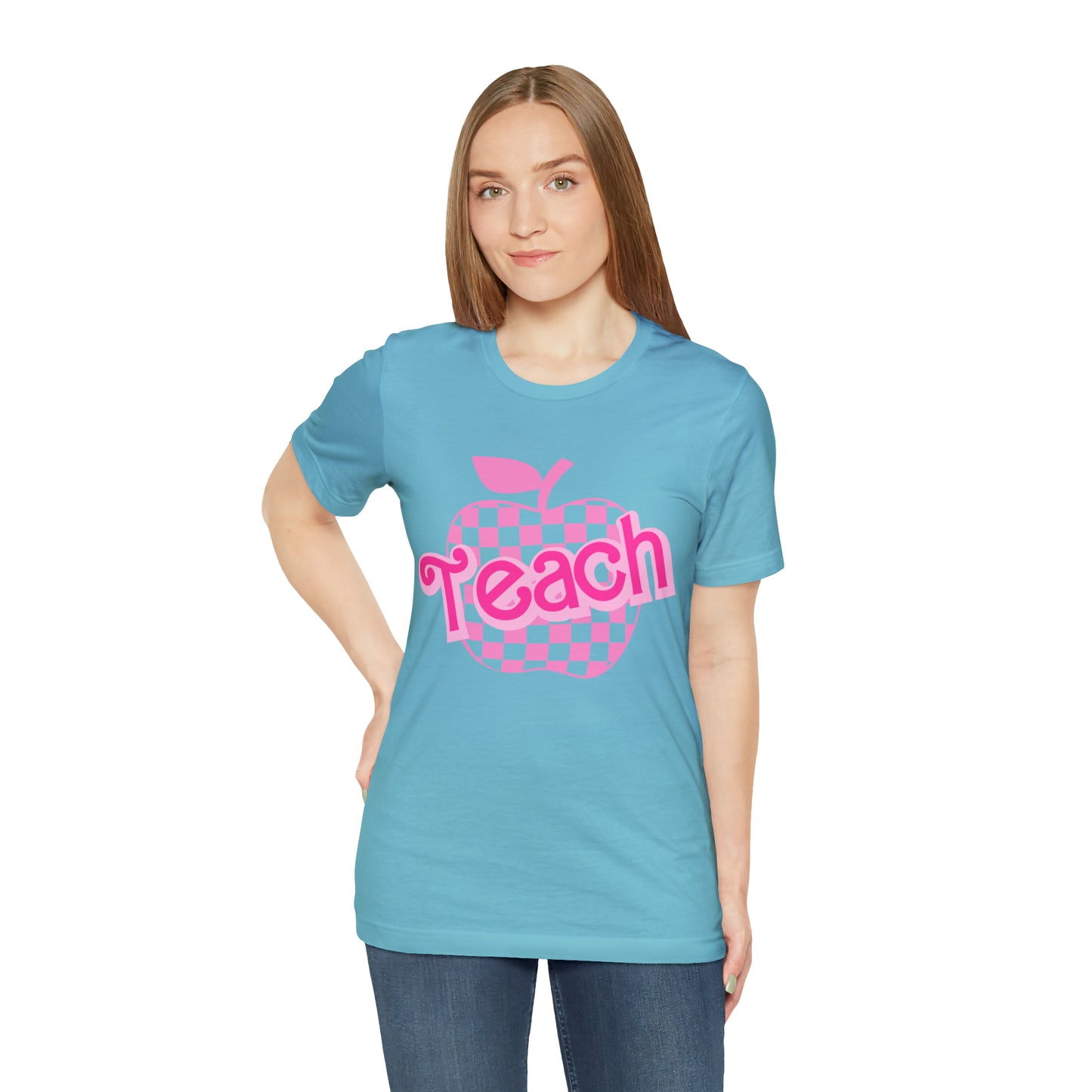 Pink Checkered Teacher Shirts, Trendy Teacher T Shirt, Retro Back to school, Teacher Appreciation, Apple Checkered Teacher Tee, T737