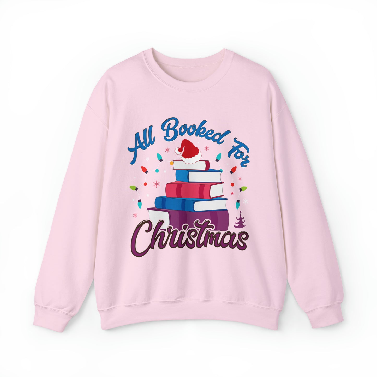 All Booked For Christmas Sweatshirt, Christmas Holiday Gift for Librarians, Books Christmas Tree Sweatshirt, Book Lover Sweatshirt, SW906