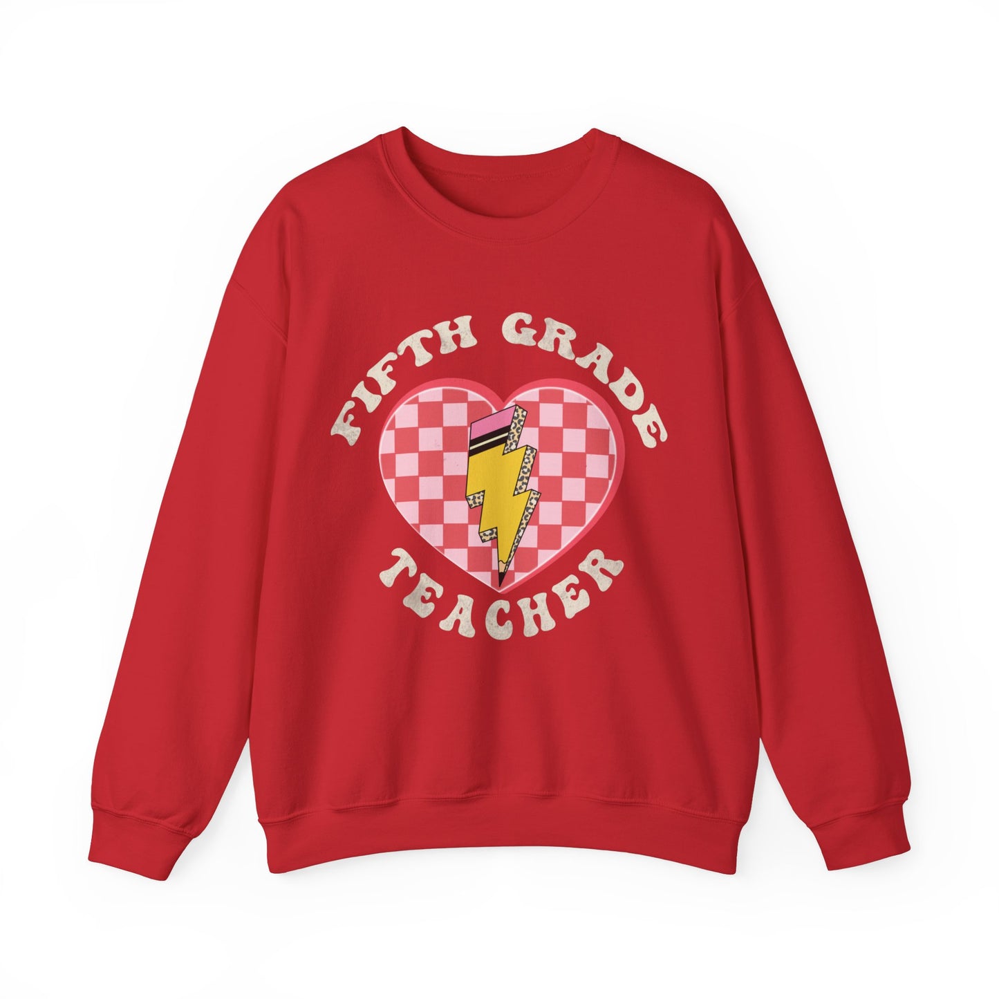 Fifth Grade Teacher Valentine's Sweatshirt Teacher Sweatshirt Retro 5th Grade Back to school, Teacher Appreciation Checkered Teacher, S1243