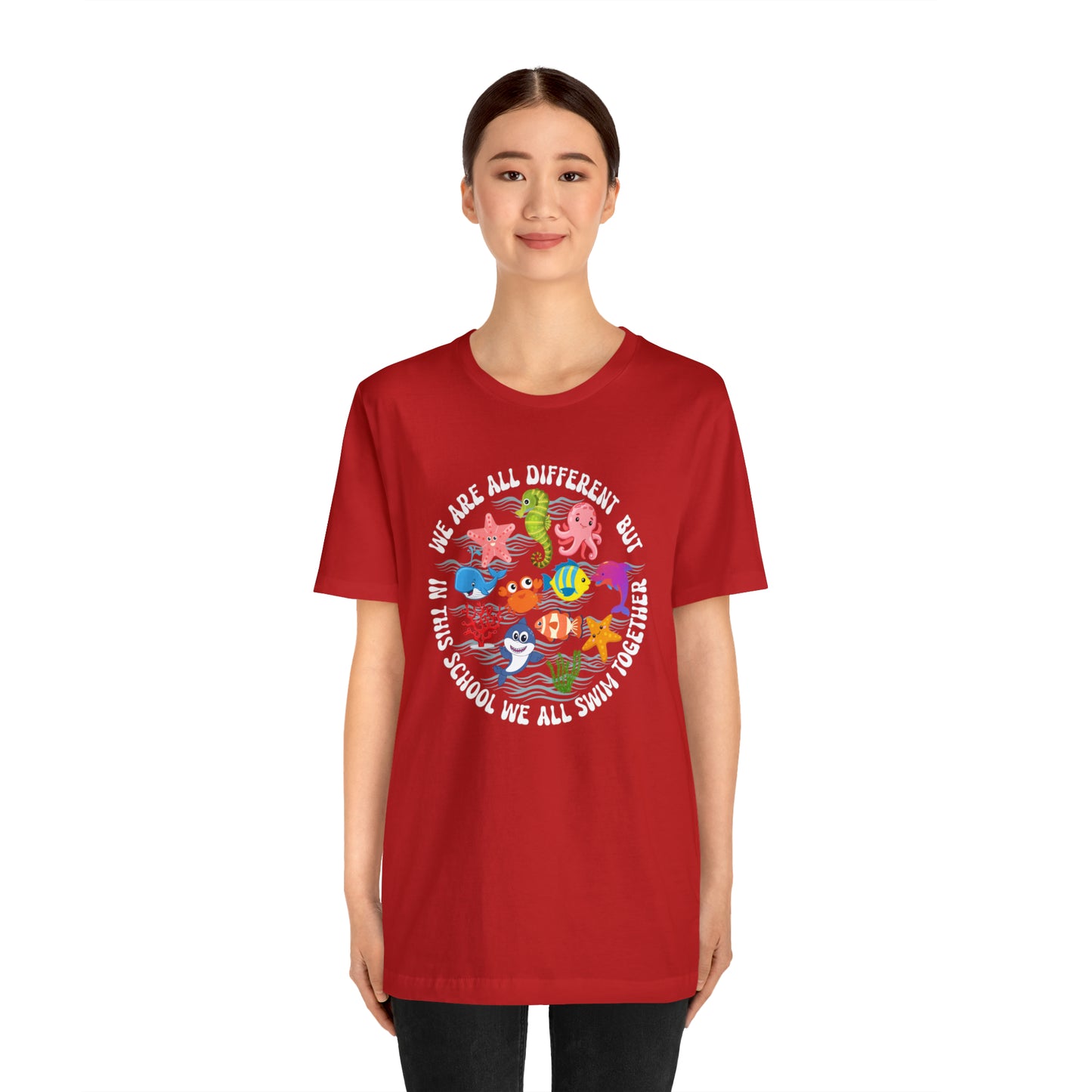We Are Different But In This School We All Swim Together Shirt, Preschool Teacher Shirt, Daycare Provider Shirt, Motherhood Shirt, T382