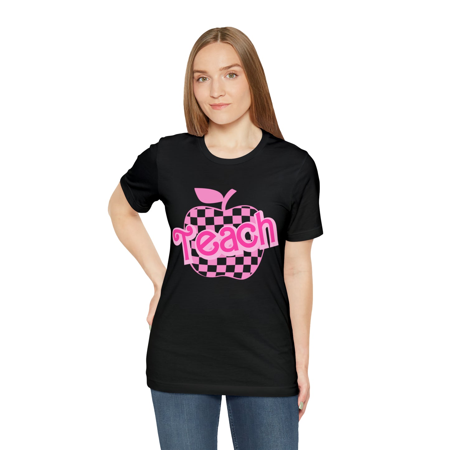Pink Checkered Teacher Shirts, Trendy Teacher T Shirt, Retro Back to school, Teacher Appreciation, Apple Checkered Teacher Tee, T737