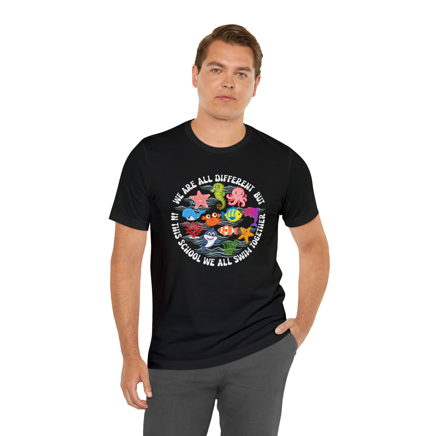 We Are Different But In This School We All Swim Together Shirt, Preschool Teacher Shirt, Daycare Provider Shirt, Motherhood Shirt, T382