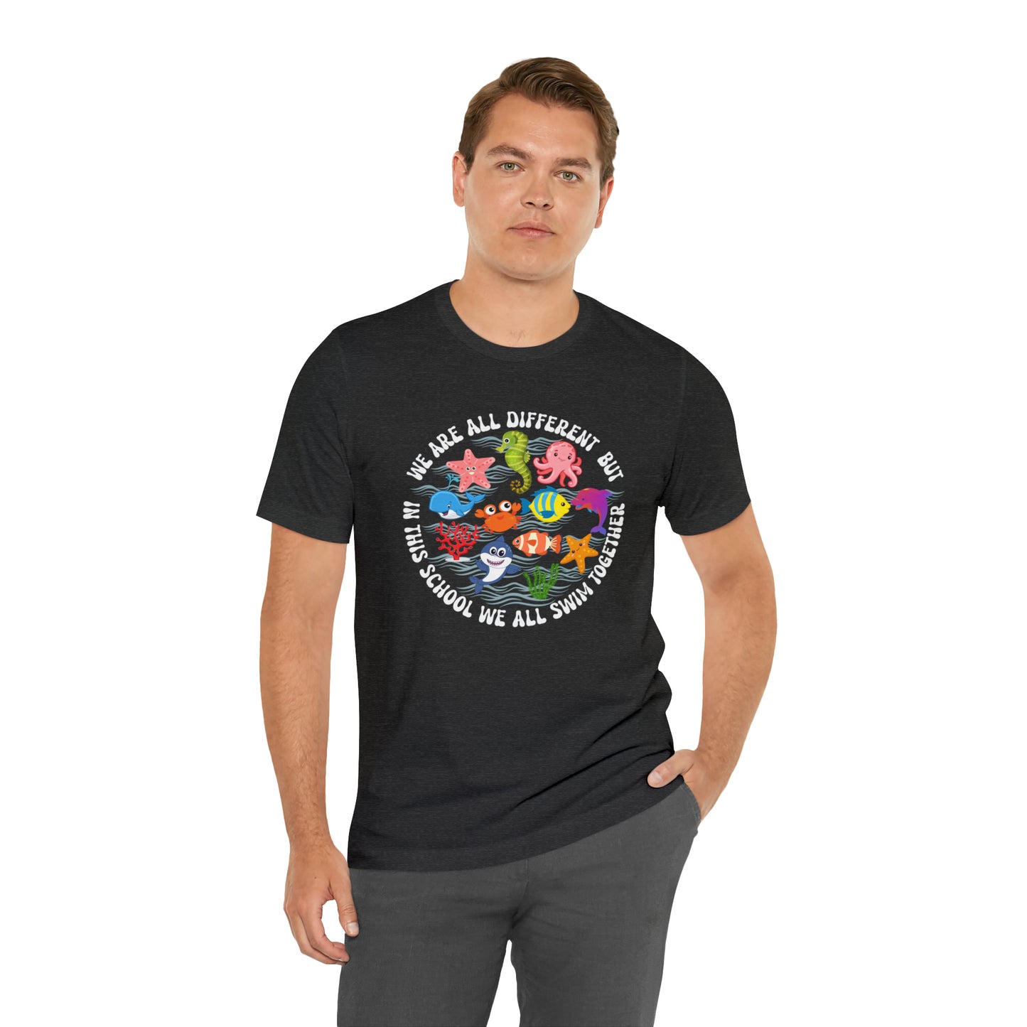 We Are Different But In This School We All Swim Together Shirt, Preschool Teacher Shirt, Daycare Provider Shirt, Motherhood Shirt, T382