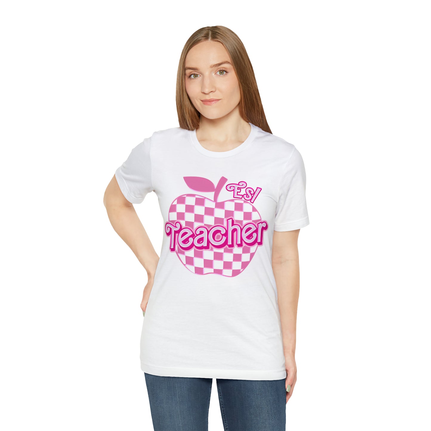 Esl teacher shirt, Pink Teacher Shirts, Teacher Appreciation Checkered Tee, Gifts for Teachers, Retro Teacher Shirt, Teacher Era, T800