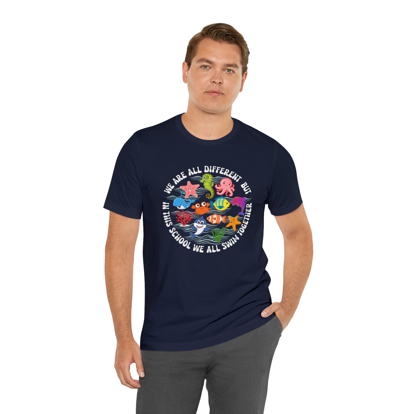 We Are Different But In This School We All Swim Together Shirt, Preschool Teacher Shirt, Daycare Provider Shirt, Motherhood Shirt, T382