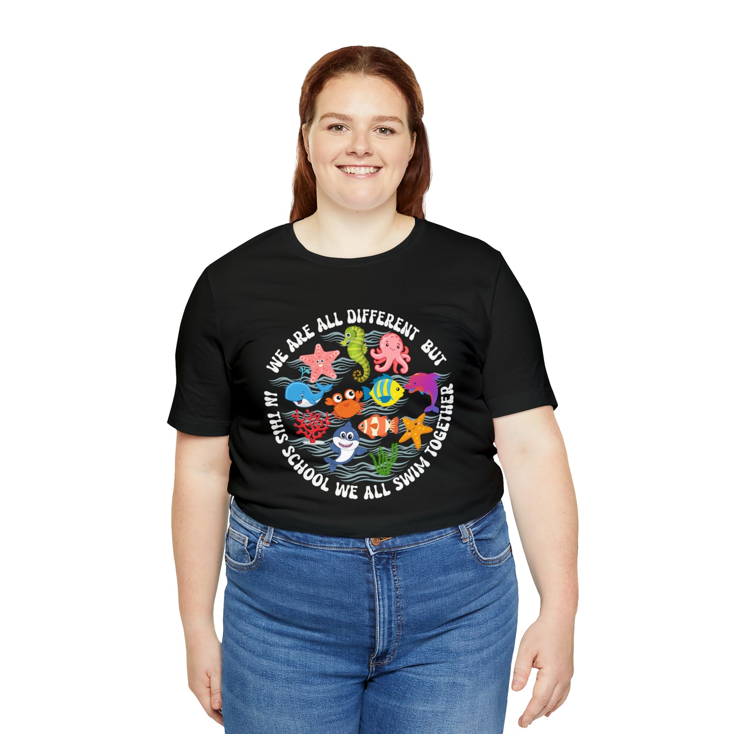We Are Different But In This School We All Swim Together Shirt, Preschool Teacher Shirt, Daycare Provider Shirt, Motherhood Shirt, T382
