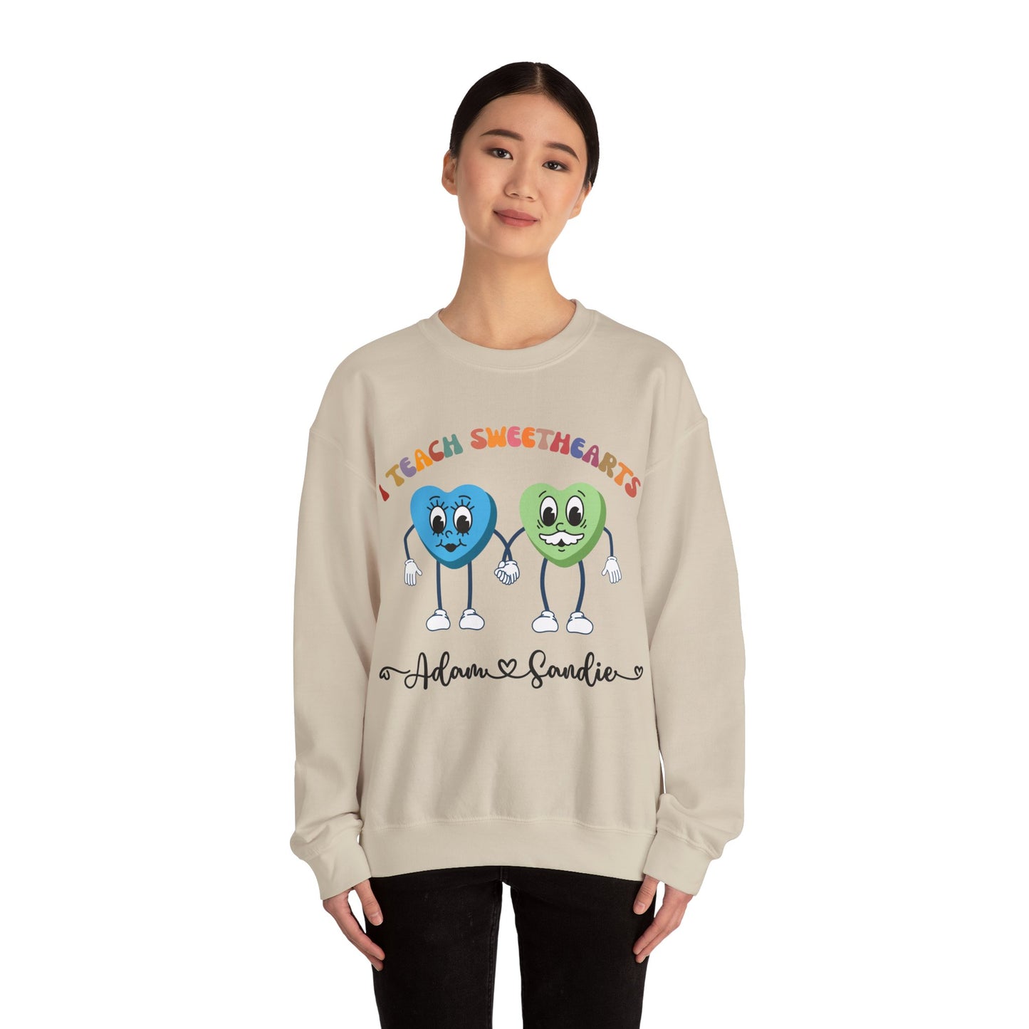 Personalized I Teach Sweethearts Valentines Day Sweatshirt Custom Teacher Valentine's Day Sweatshirt for Teacher, Gift for Hearts Day, S1275