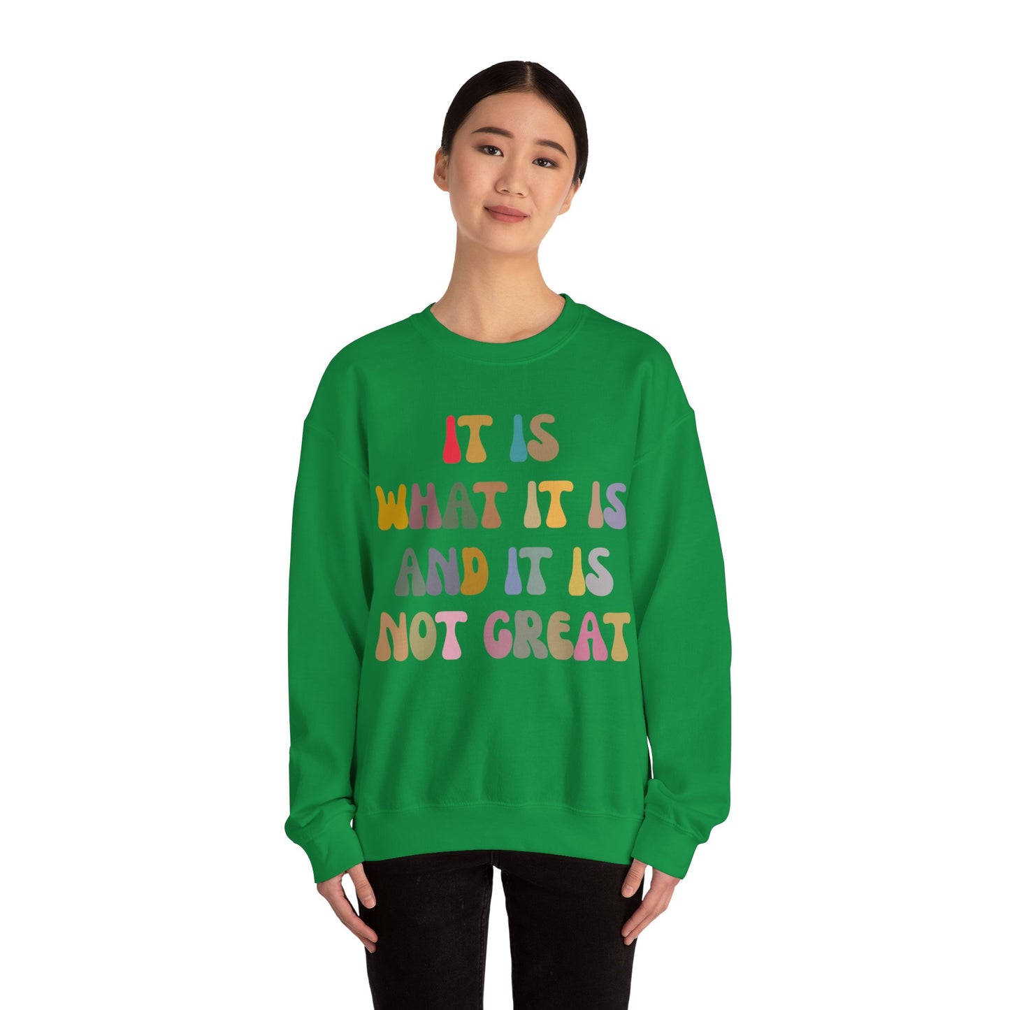 It Is What It Is And It Is Not Great Sweatshirt, Funny Quote Sweatshirt, Funny Meme Sweatshirt, Funny Mood Sweatshirt, S1513