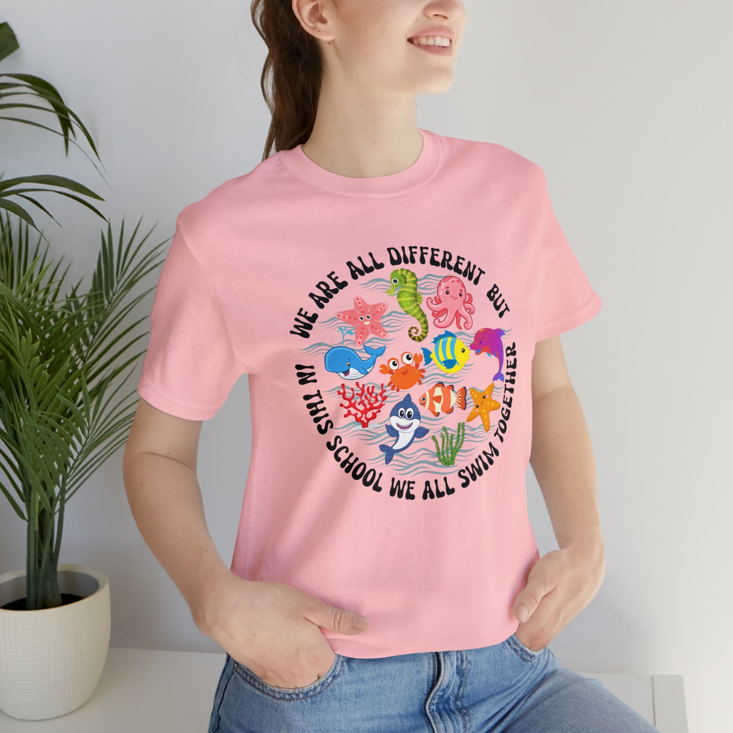 We Are Different But In This School We All Swim Together Shirt, Preschool Teacher Shirt, Daycare Provider Shirt, Motherhood Shirt, T382