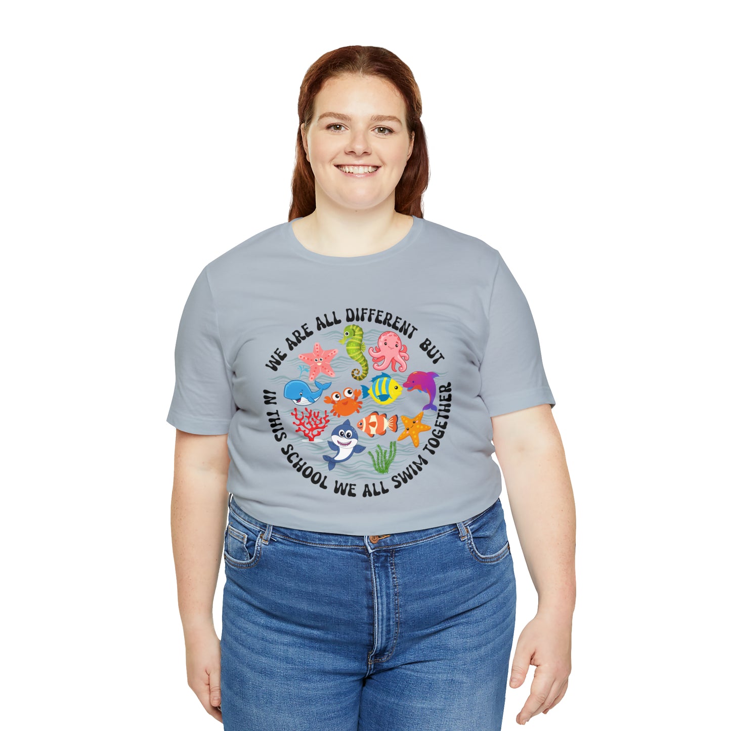 We Are Different But In This School We All Swim Together Shirt, Preschool Teacher Shirt, Daycare Provider Shirt, Motherhood Shirt, T382
