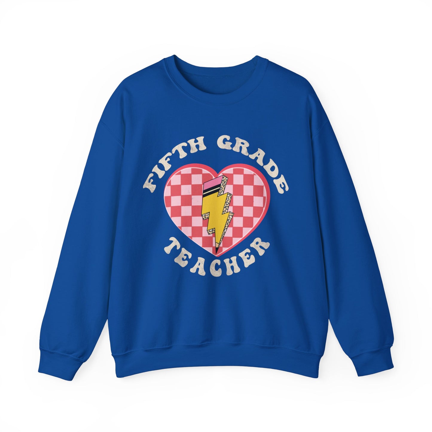 Fifth Grade Teacher Valentine's Sweatshirt Teacher Sweatshirt Retro 5th Grade Back to school, Teacher Appreciation Checkered Teacher, S1243