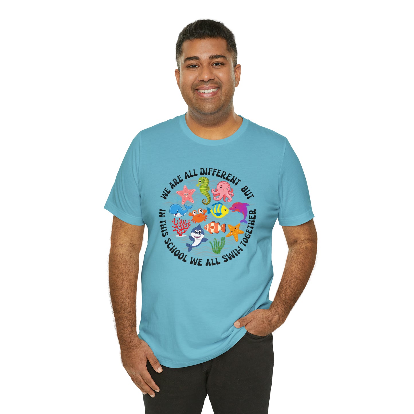 We Are Different But In This School We All Swim Together Shirt, Preschool Teacher Shirt, Daycare Provider Shirt, Motherhood Shirt, T382
