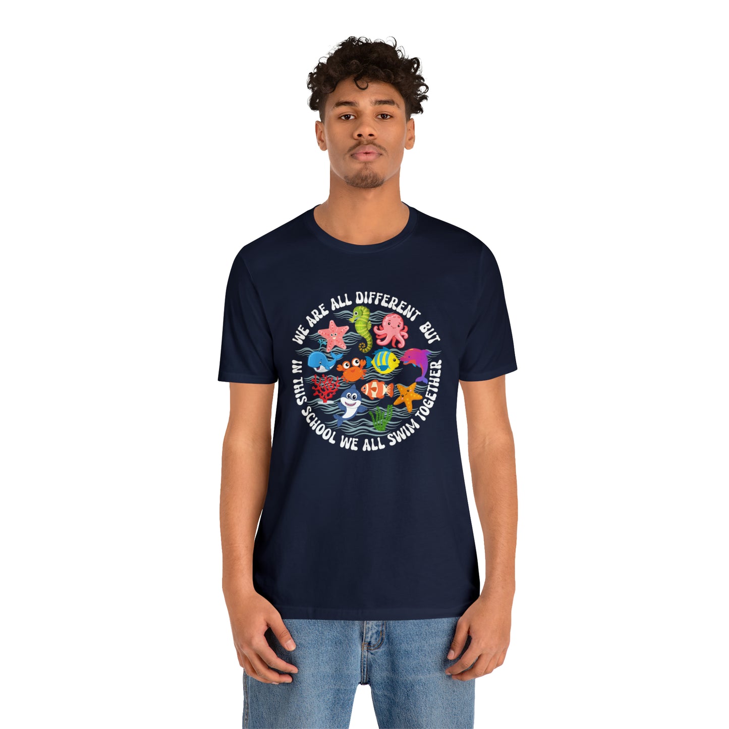 We Are Different But In This School We All Swim Together Shirt, Preschool Teacher Shirt, Daycare Provider Shirt, Motherhood Shirt, T382