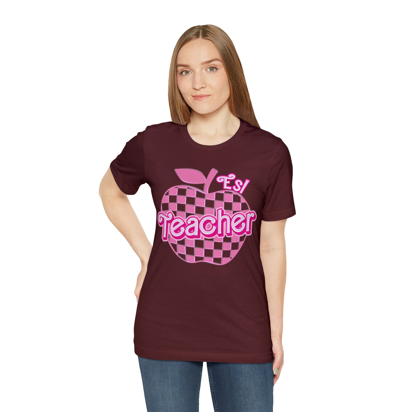 Esl teacher shirt, Pink Teacher Shirts, Teacher Appreciation Checkered Tee, Gifts for Teachers, Retro Teacher Shirt, Teacher Era, T800