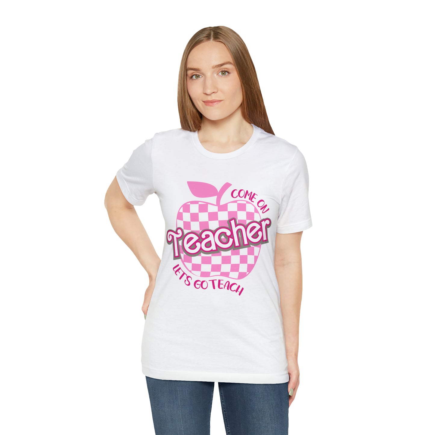 Come On Let's Go Teach Teacher Shirt, Trendy Teacher shirt, Retro Back to school, Teacher Appreciation Checkered Teacher Tee, T724