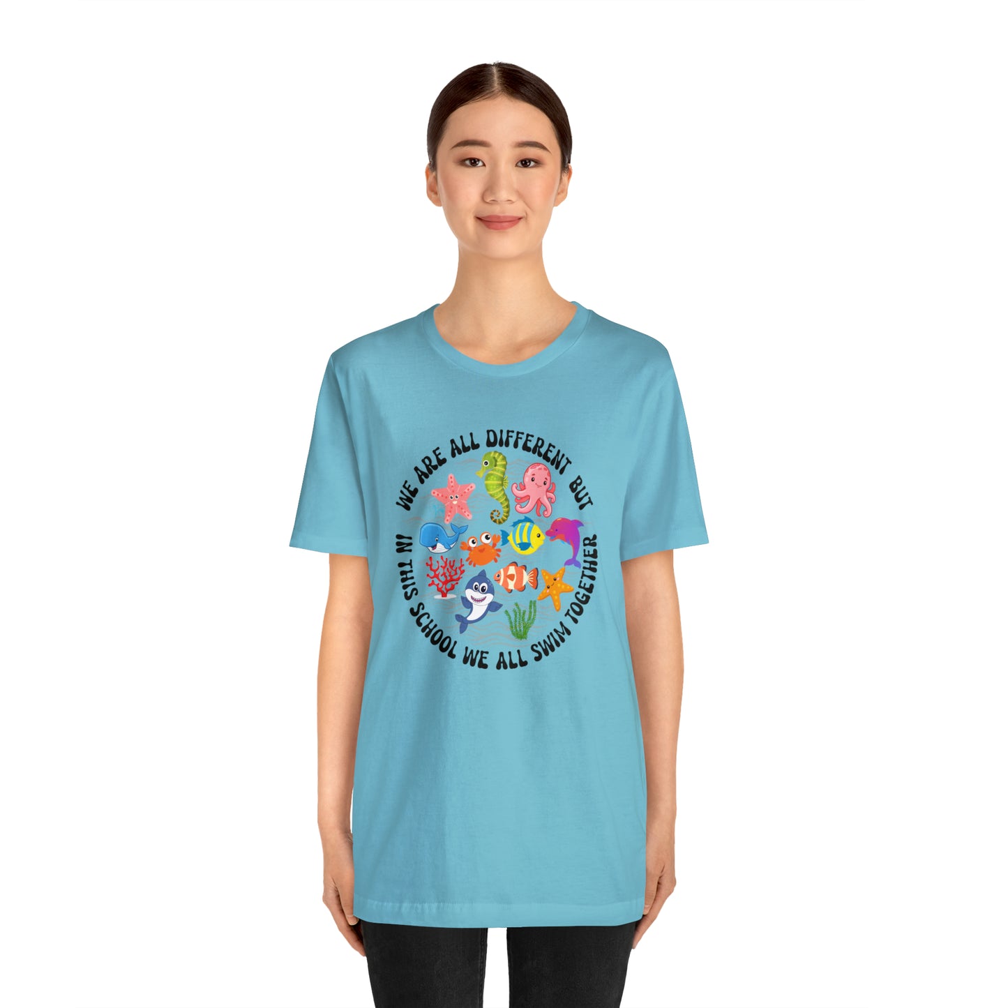 We Are Different But In This School We All Swim Together Shirt, Preschool Teacher Shirt, Daycare Provider Shirt, Motherhood Shirt, T382
