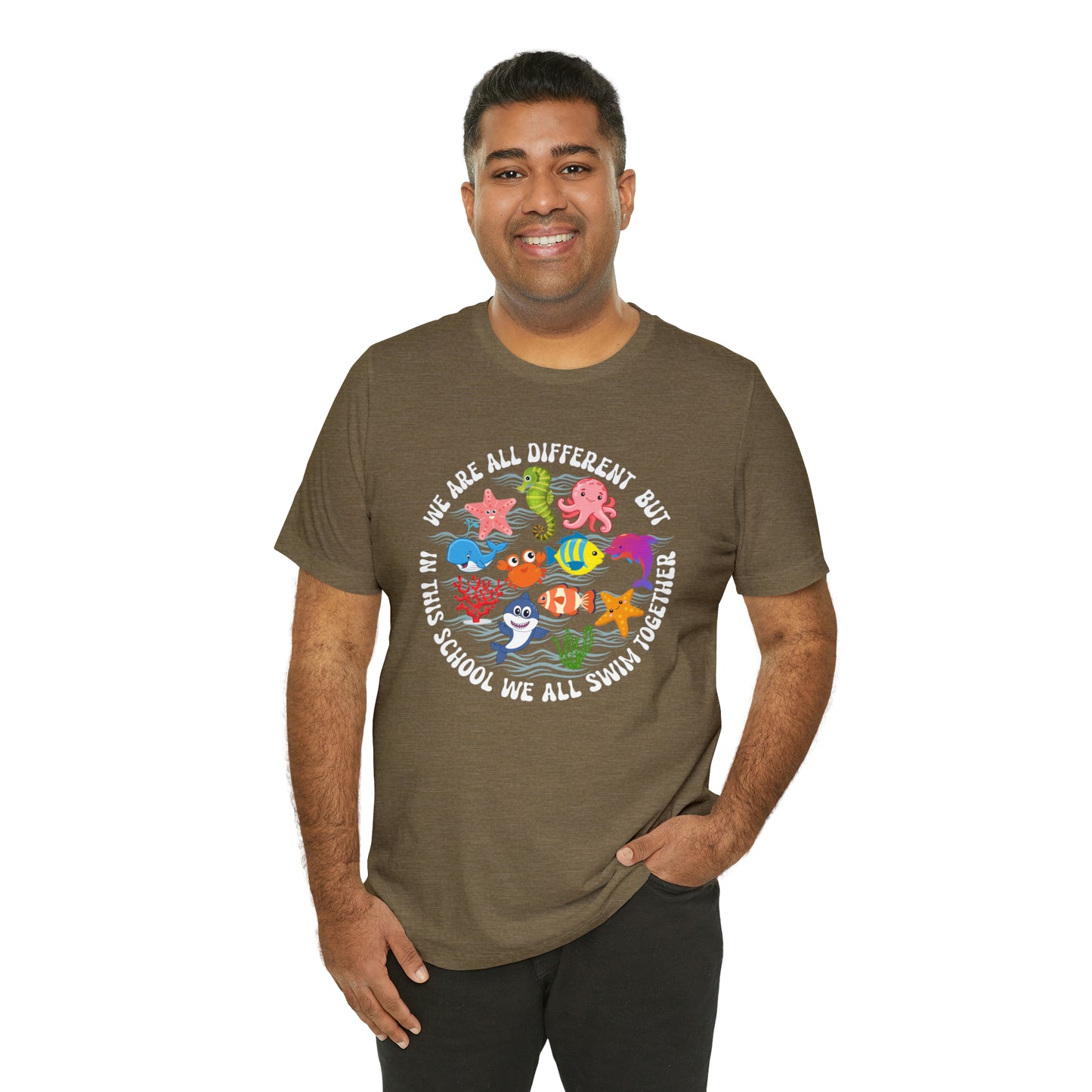 We Are Different But In This School We All Swim Together Shirt, Preschool Teacher Shirt, Daycare Provider Shirt, Motherhood Shirt, T382