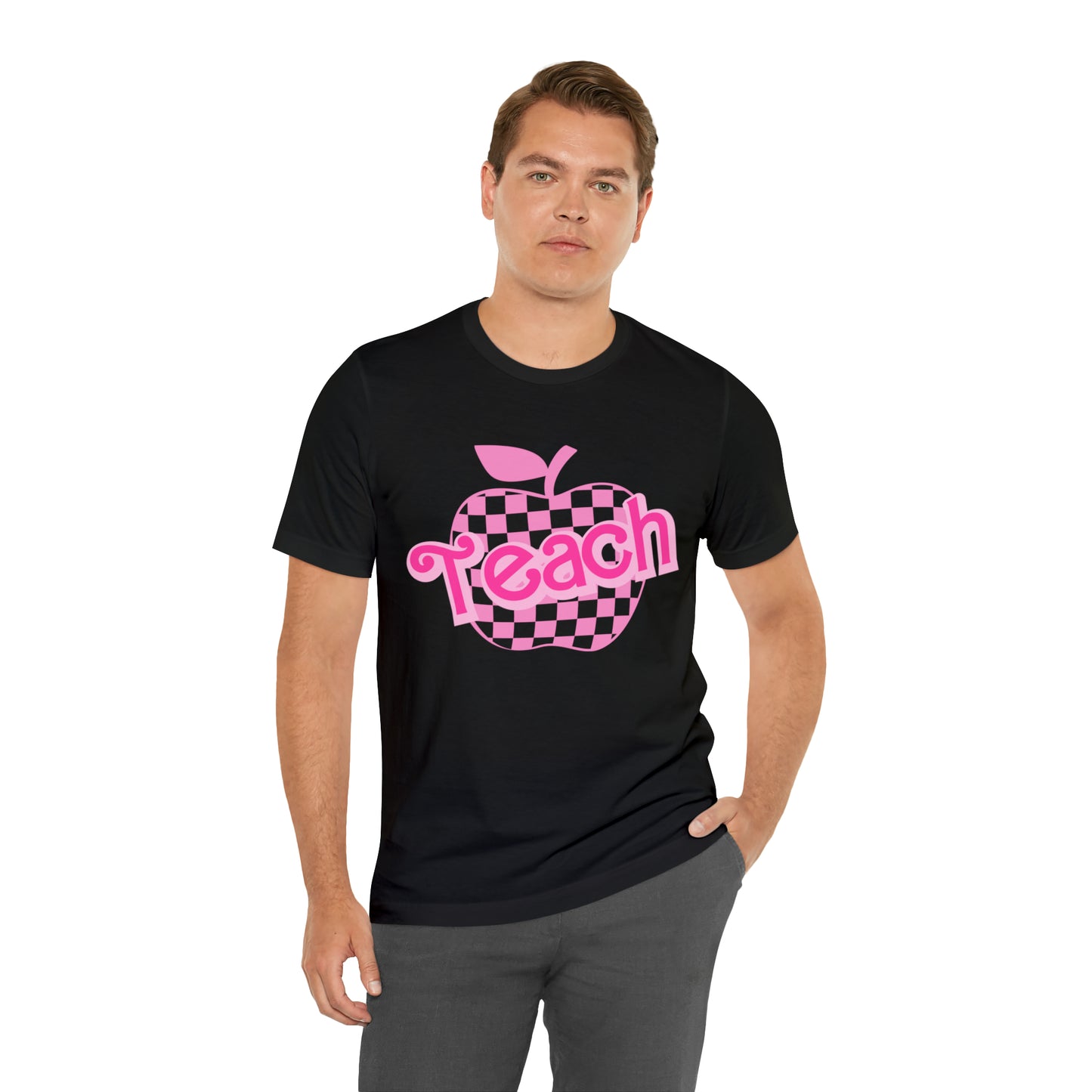 Pink Checkered Teacher Shirts, Trendy Teacher T Shirt, Retro Back to school, Teacher Appreciation, Apple Checkered Teacher Tee, T737