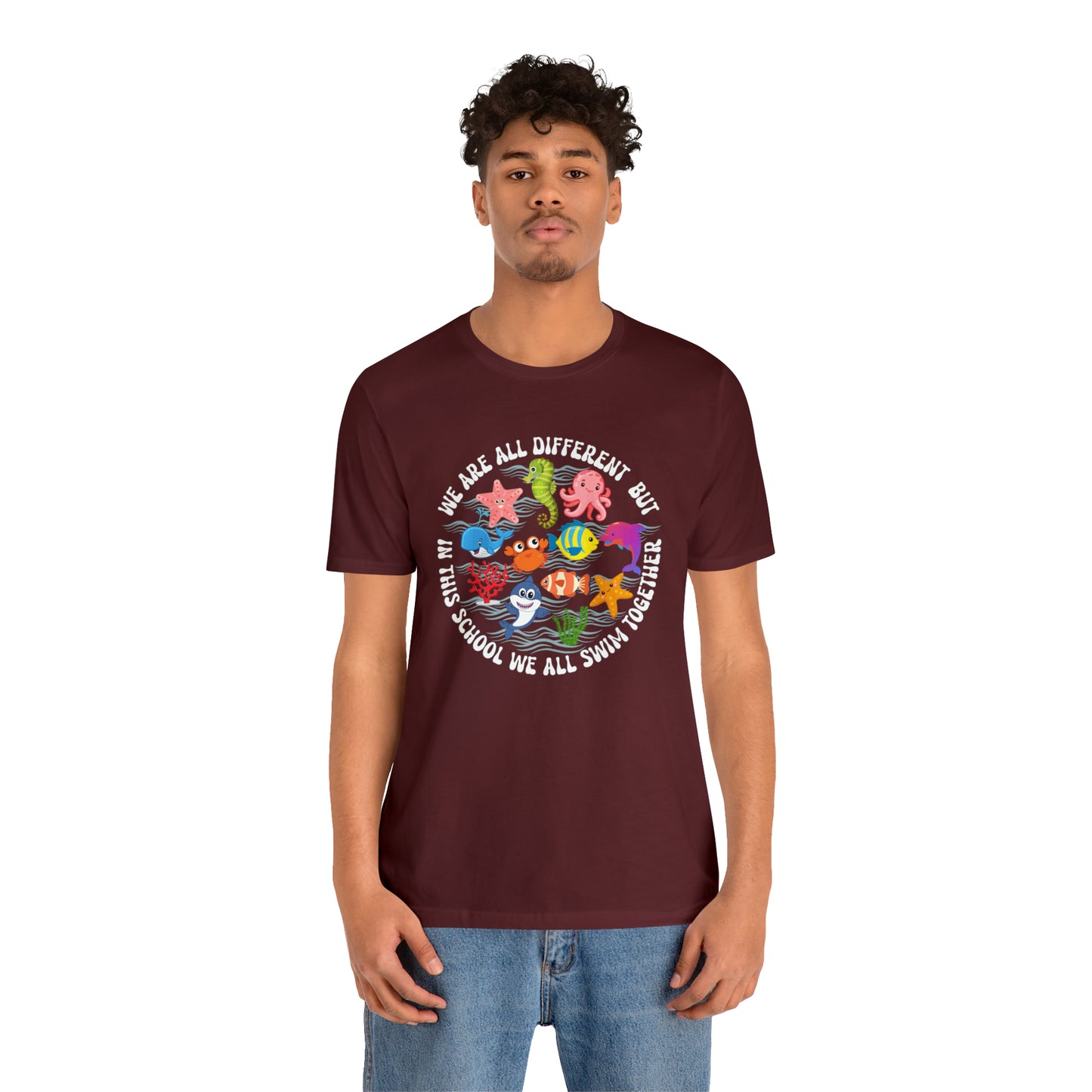 We Are Different But In This School We All Swim Together Shirt, Preschool Teacher Shirt, Daycare Provider Shirt, Motherhood Shirt, T382