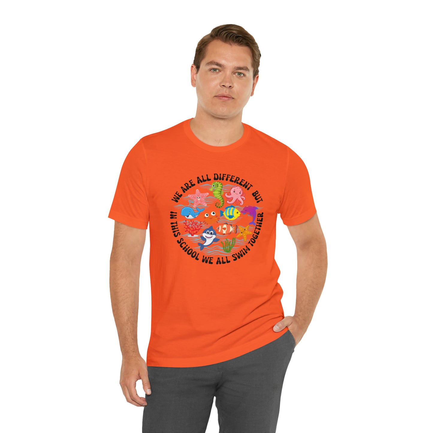 We Are Different But In This School We All Swim Together Shirt, Preschool Teacher Shirt, Daycare Provider Shirt, Motherhood Shirt, T382