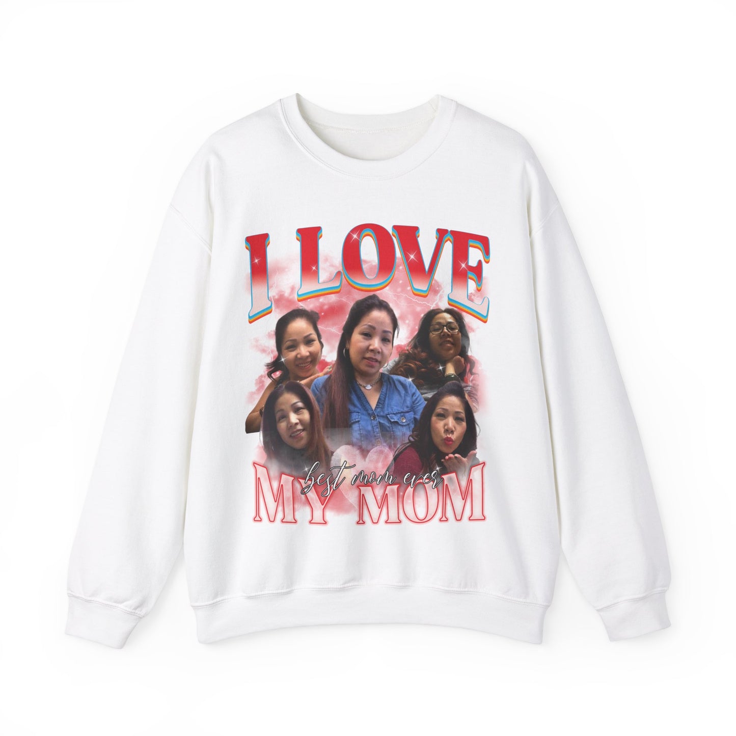 Custom Bootleg Rap Tee, Custom Photo - Vintage Graphic 90s Sweatshirt, I Love My Mom Sweatshirt, Best Mom Ever Shirt for mother's day, S1478