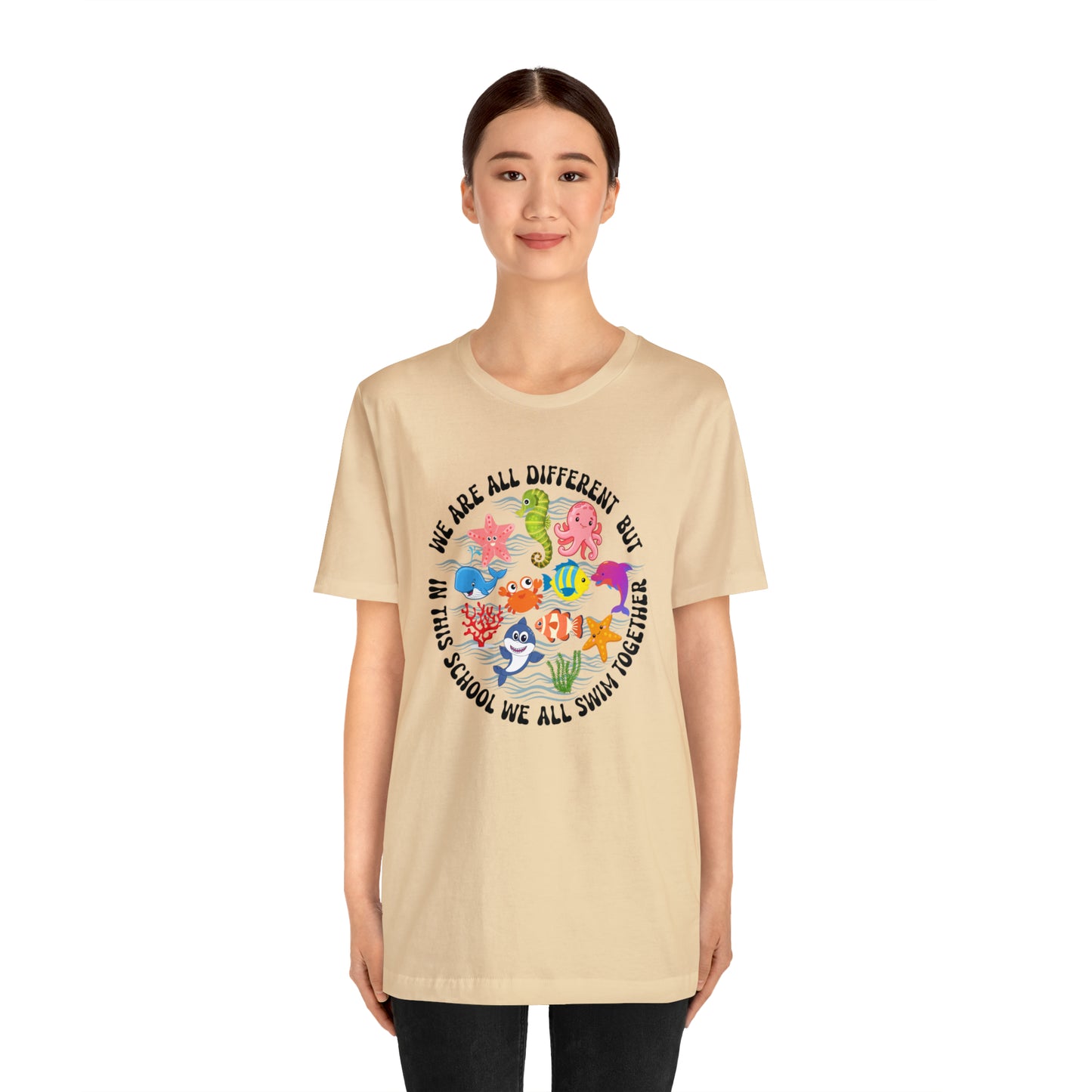 We Are Different But In This School We All Swim Together Shirt, Preschool Teacher Shirt, Daycare Provider Shirt, Motherhood Shirt, T382