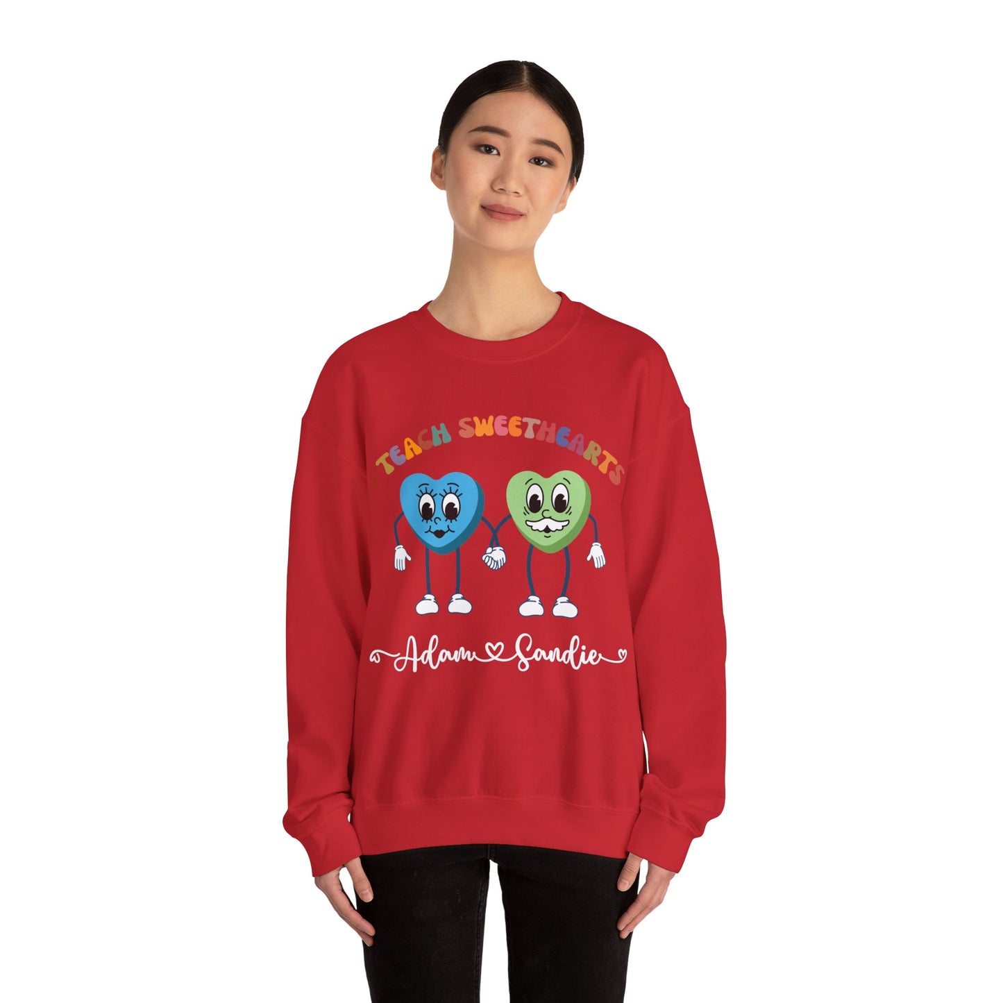 Personalized I Teach Sweethearts Valentines Day Sweatshirt Custom Teacher Valentine's Day Sweatshirt for Teacher, Gift for Hearts Day, S1275