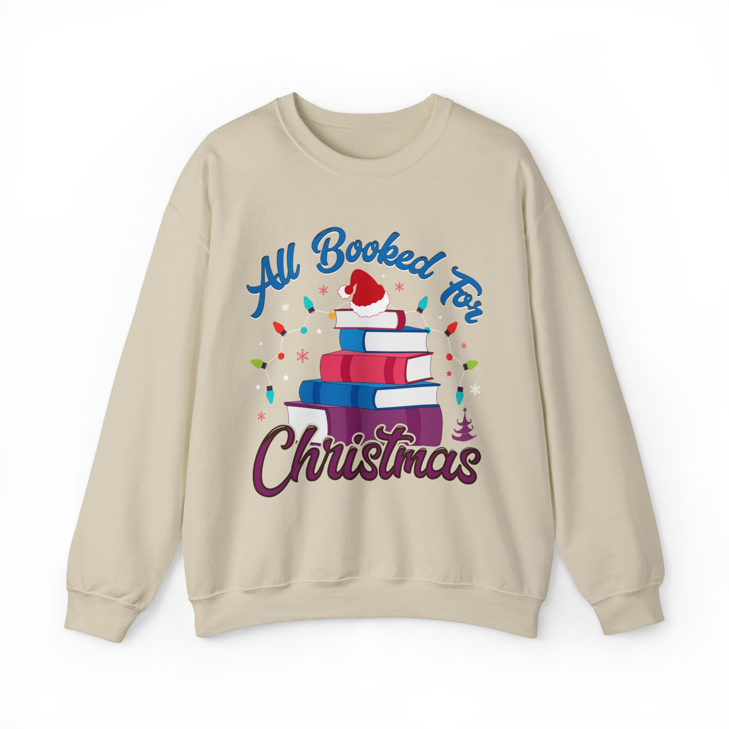 All Booked For Christmas Sweatshirt, Christmas Holiday Gift for Librarians, Books Christmas Tree Sweatshirt, Book Lover Sweatshirt, SW906