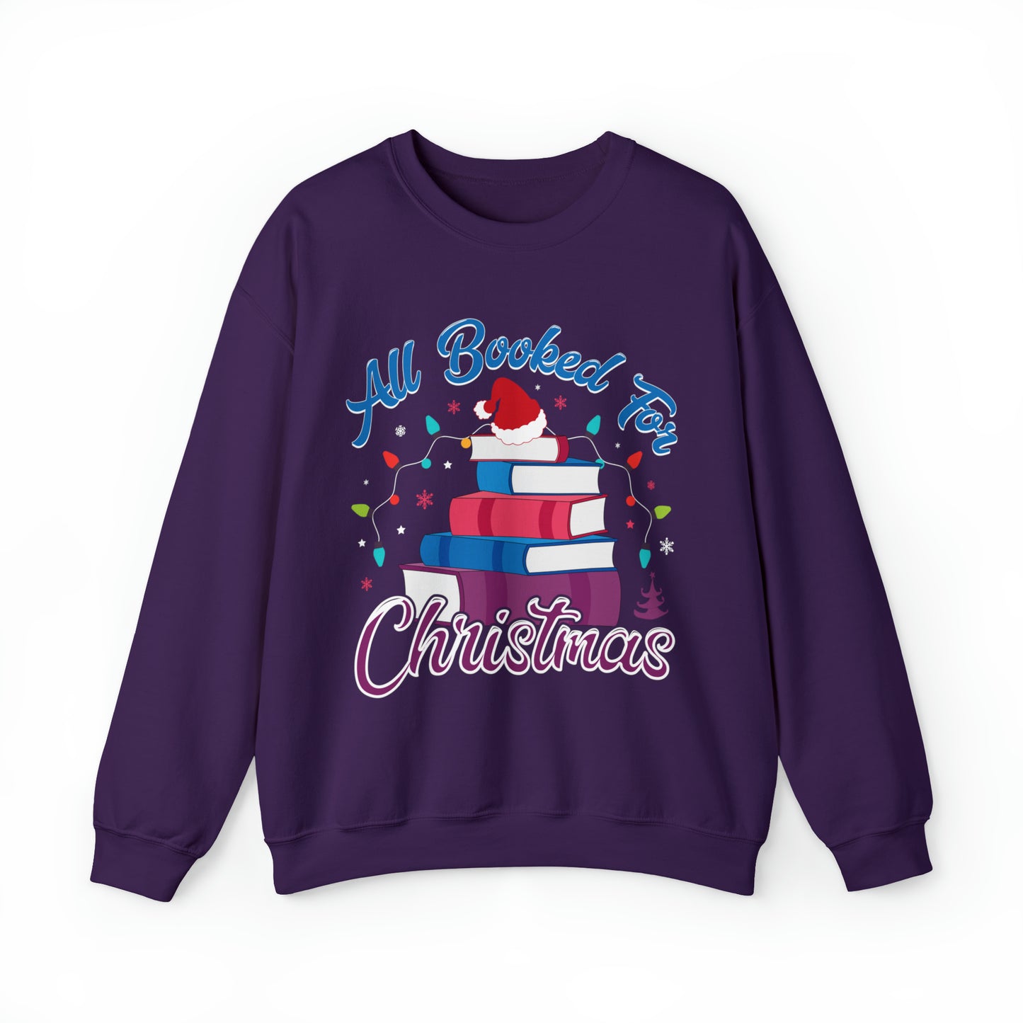 All Booked For Christmas Sweatshirt, Christmas Holiday Gift for Librarians, Books Christmas Tree Sweatshirt, Book Lover Sweatshirt, SW906