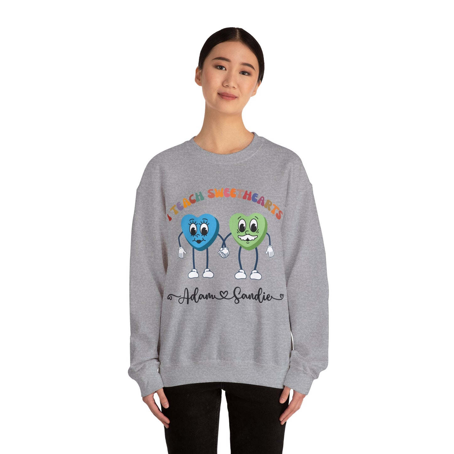Personalized I Teach Sweethearts Valentines Day Sweatshirt Custom Teacher Valentine's Day Sweatshirt for Teacher, Gift for Hearts Day, S1275