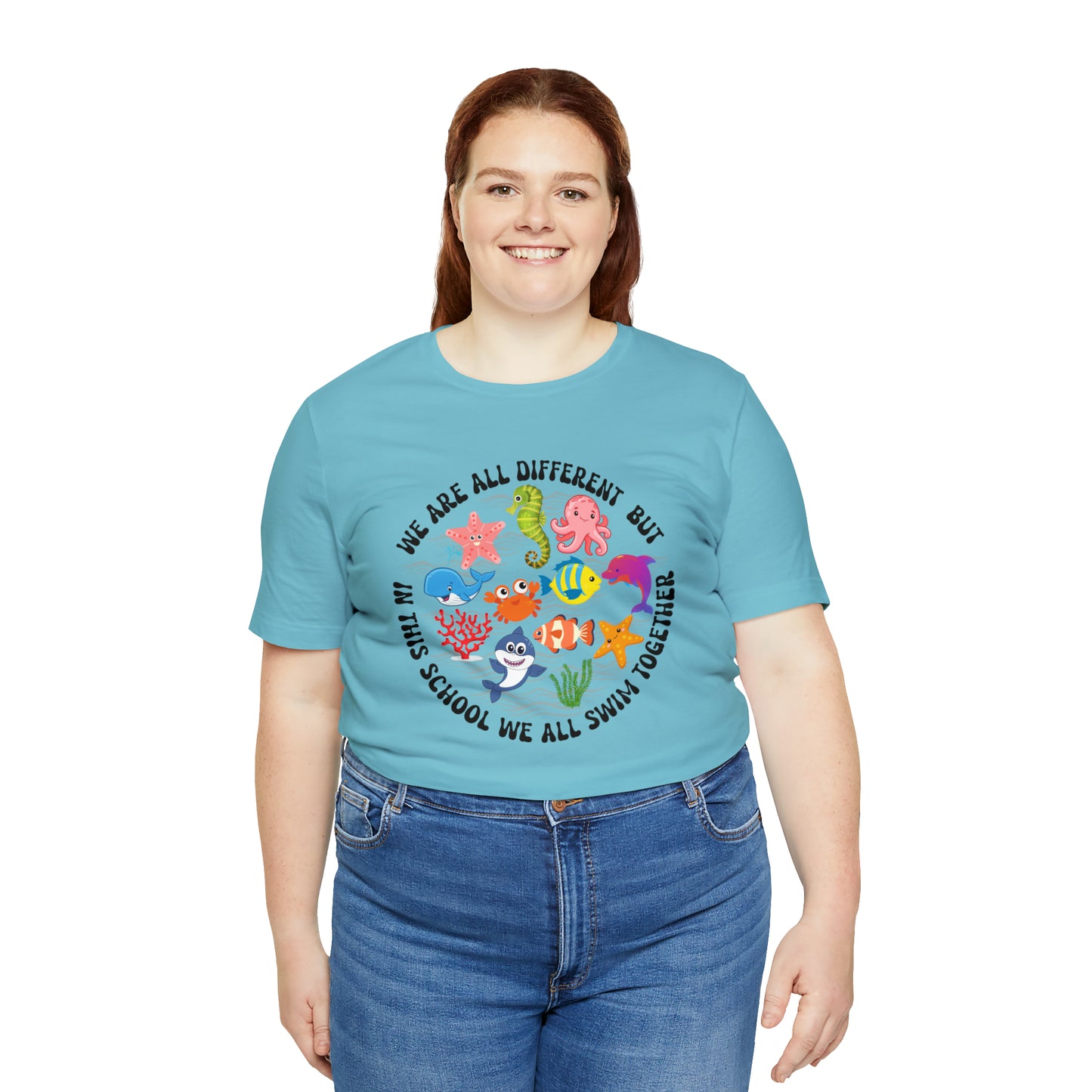 We Are Different But In This School We All Swim Together Shirt, Preschool Teacher Shirt, Daycare Provider Shirt, Motherhood Shirt, T382