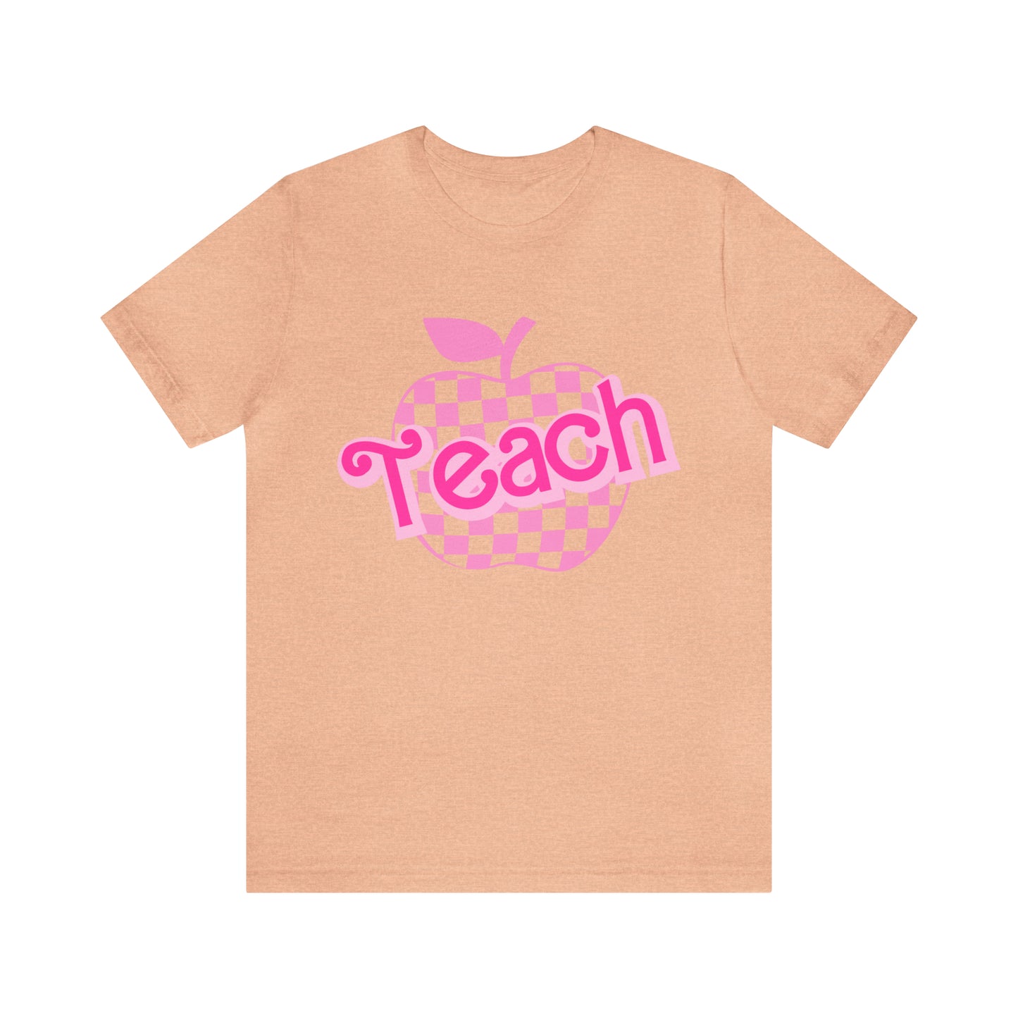 Pink Checkered Teacher Shirts, Trendy Teacher T Shirt, Retro Back to school, Teacher Appreciation, Apple Checkered Teacher Tee, T737