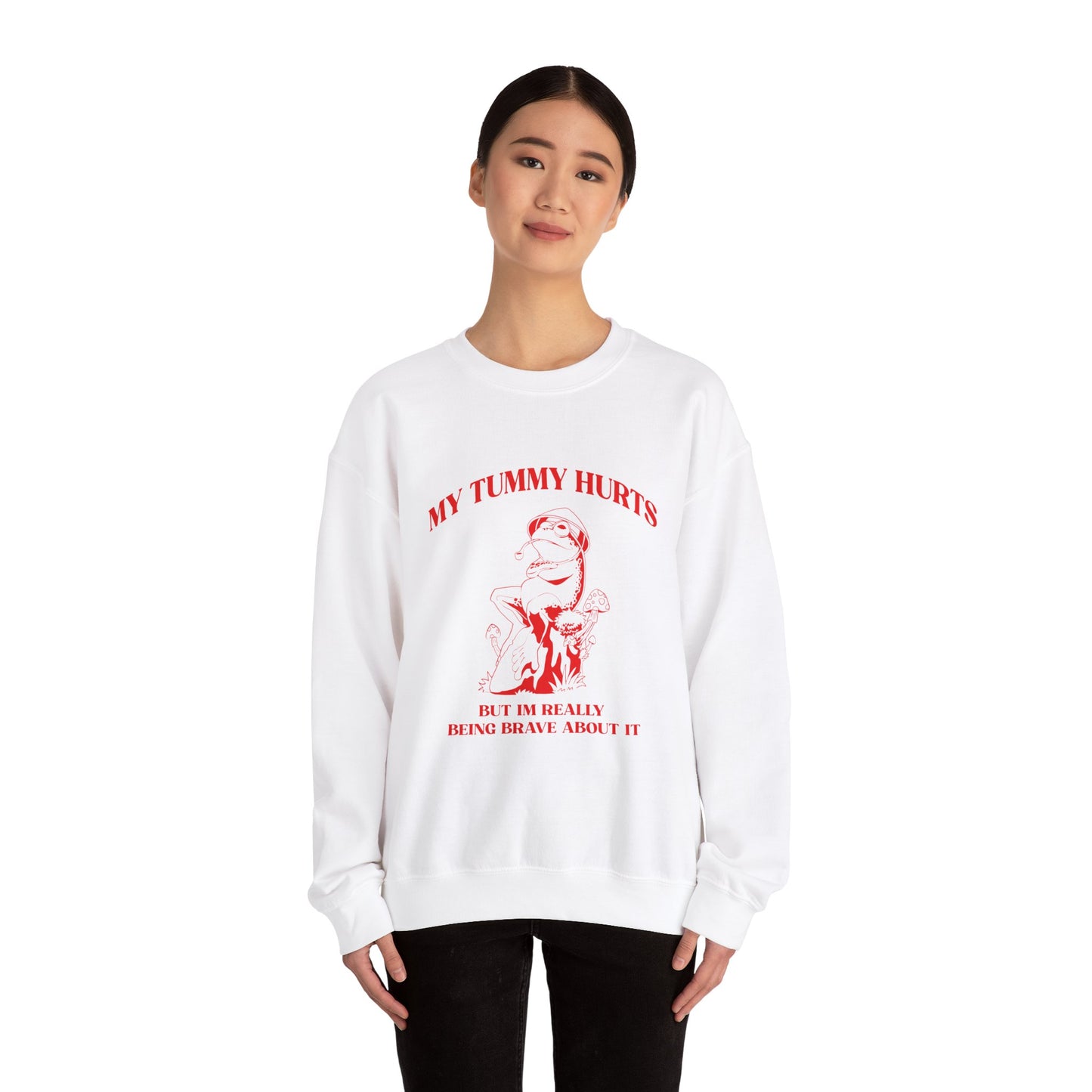 My Tummy Hurts But Im Really Being Brave About It Sweatshirt, Funny Bravery Sweatshirt, Chronic Illness Sweatshirt, Frog Sweatshirt, T1583