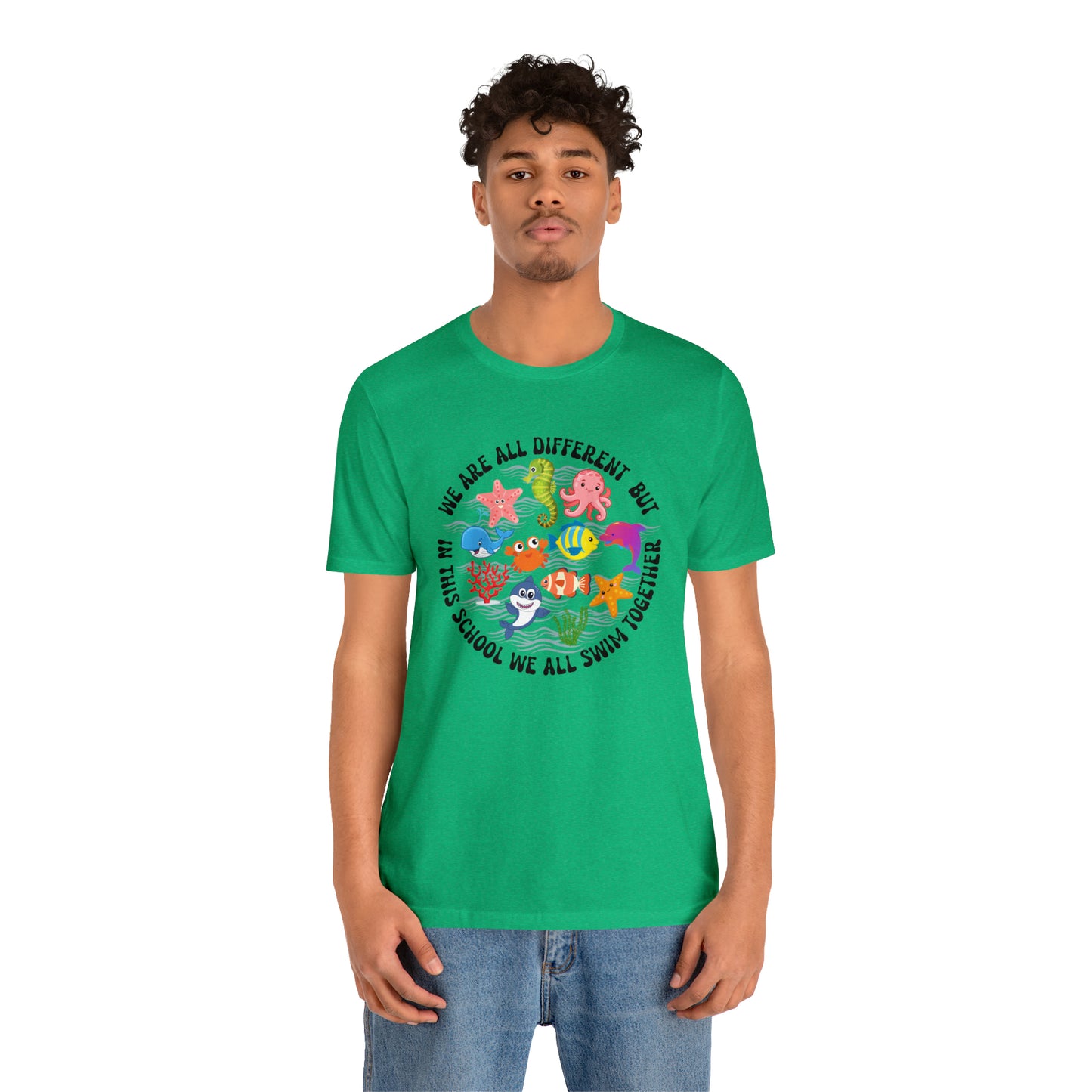 We Are Different But In This School We All Swim Together Shirt, Preschool Teacher Shirt, Daycare Provider Shirt, Motherhood Shirt, T382