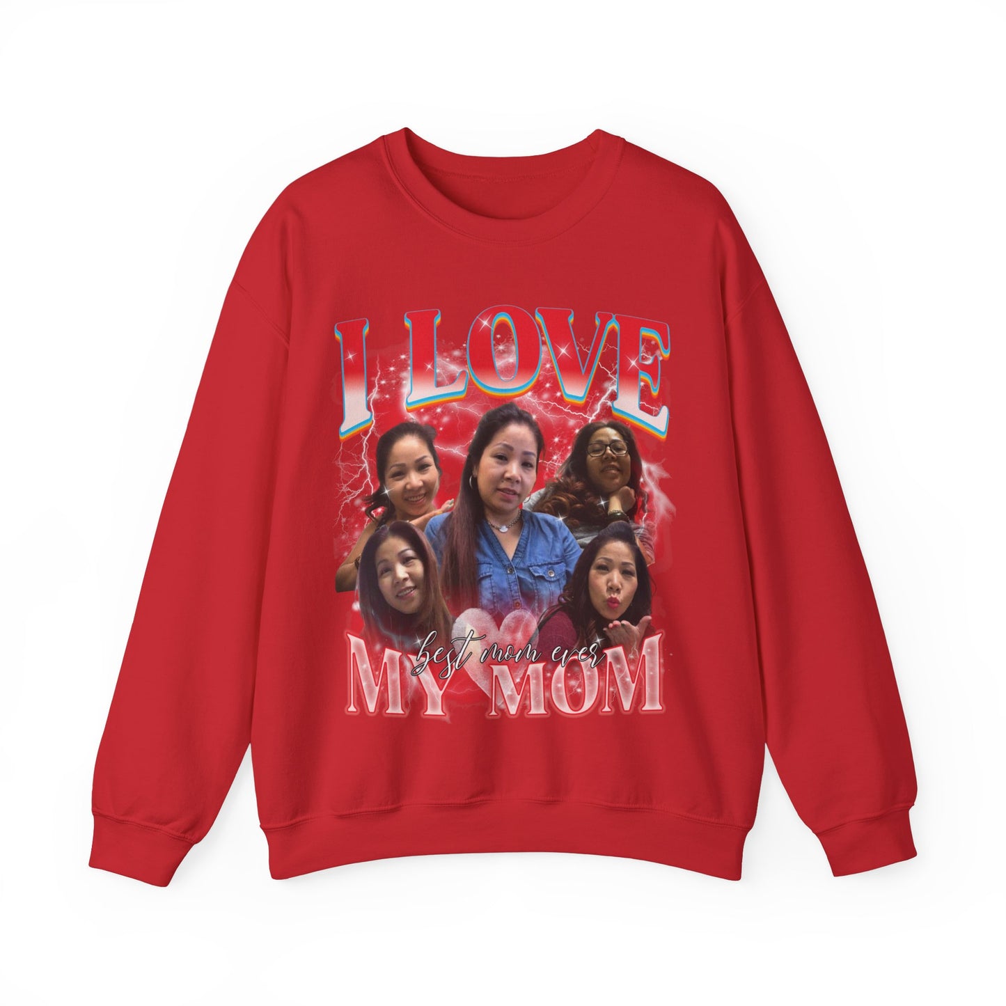 Custom Bootleg Rap Tee, Custom Photo - Vintage Graphic 90s Sweatshirt, I Love My Mom Sweatshirt, Best Mom Ever Shirt for mother's day, S1478
