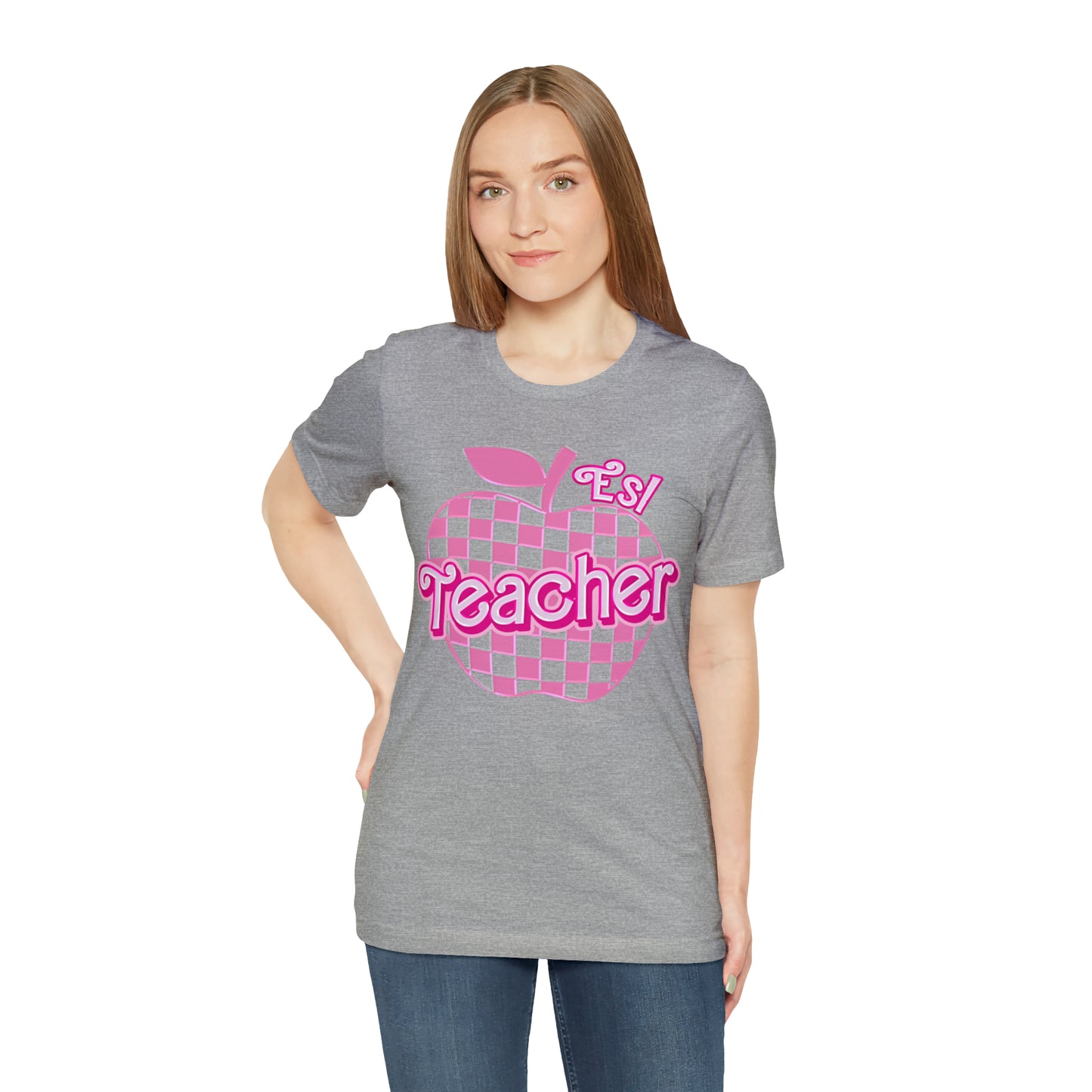 Esl teacher shirt, Pink Teacher Shirts, Teacher Appreciation Checkered Tee, Gifts for Teachers, Retro Teacher Shirt, Teacher Era, T800