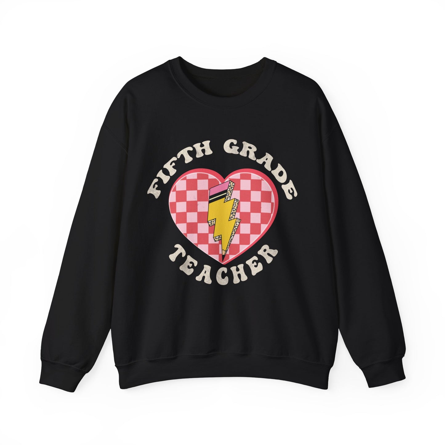 Fifth Grade Teacher Valentine's Sweatshirt Teacher Sweatshirt Retro 5th Grade Back to school, Teacher Appreciation Checkered Teacher, S1243