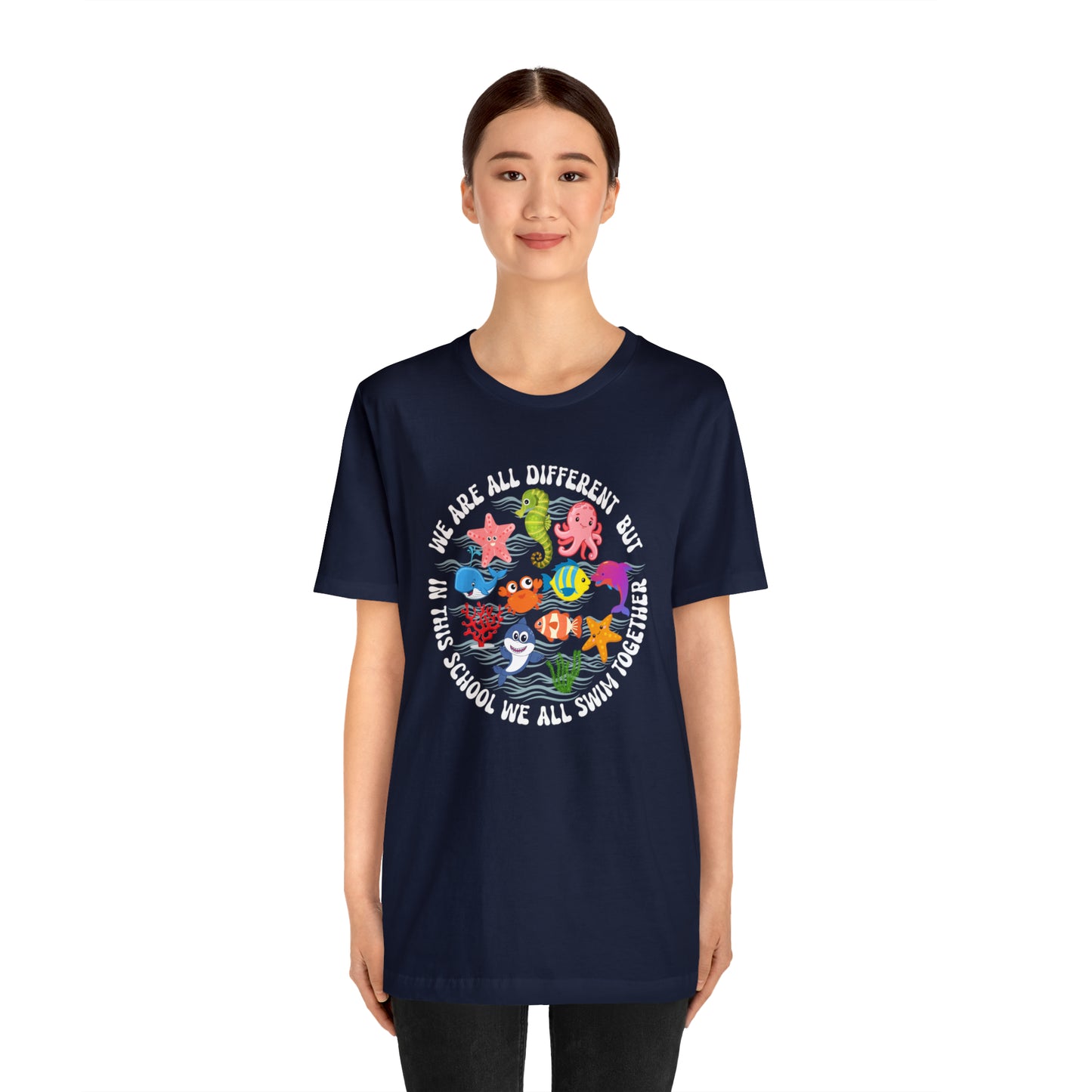 We Are Different But In This School We All Swim Together Shirt, Preschool Teacher Shirt, Daycare Provider Shirt, Motherhood Shirt, T382