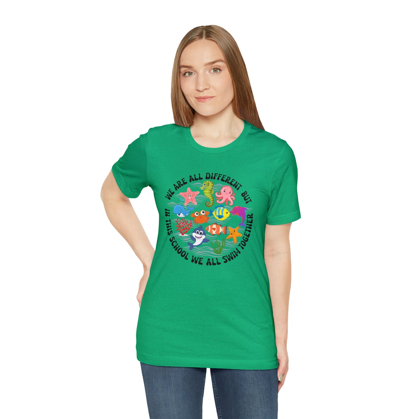 We Are Different But In This School We All Swim Together Shirt, Preschool Teacher Shirt, Daycare Provider Shirt, Motherhood Shirt, T382
