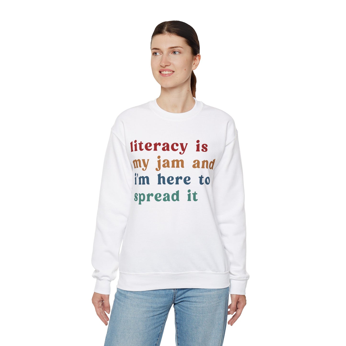 Literacy Is My Jam And I'm Here To Spread It Sweatshirt, English Teacher Sweatshirt, English Coach, Literacy Teacher Sweatshirt, S1181