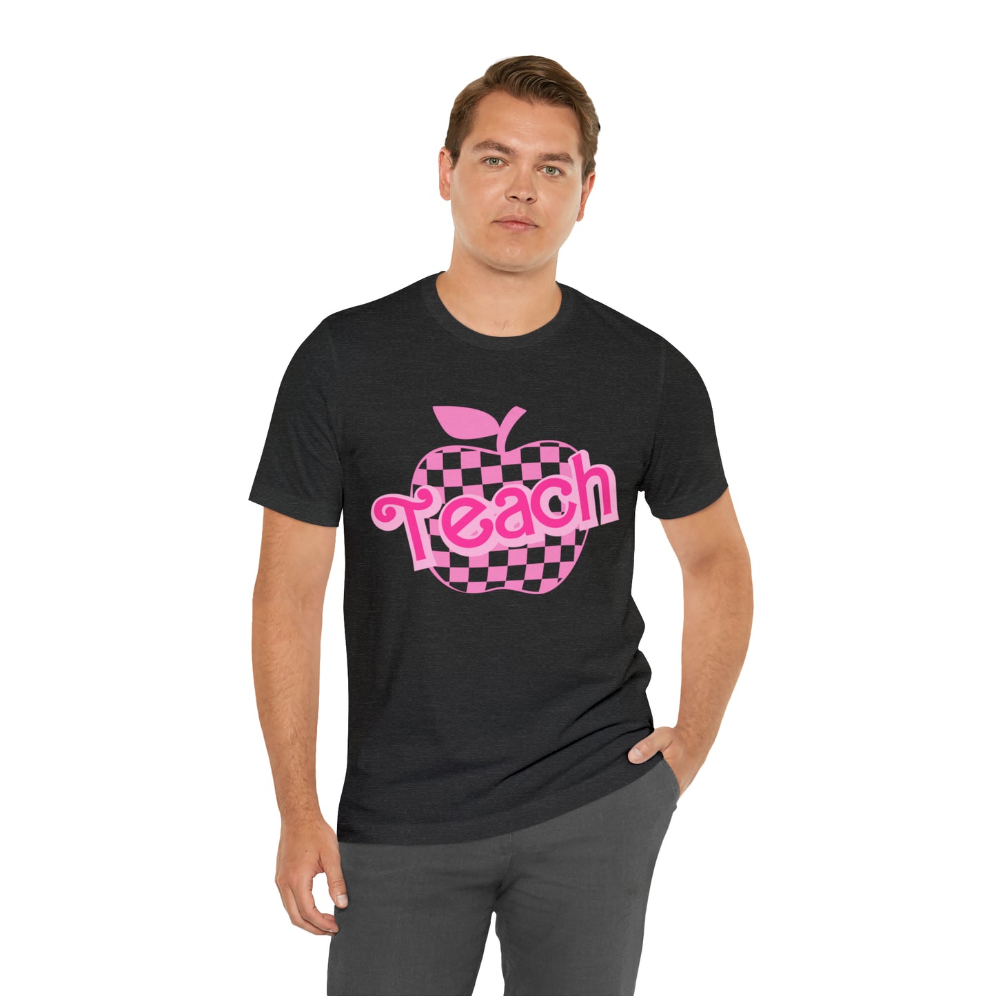 Pink Checkered Teacher Shirts, Trendy Teacher T Shirt, Retro Back to school, Teacher Appreciation, Apple Checkered Teacher Tee, T737